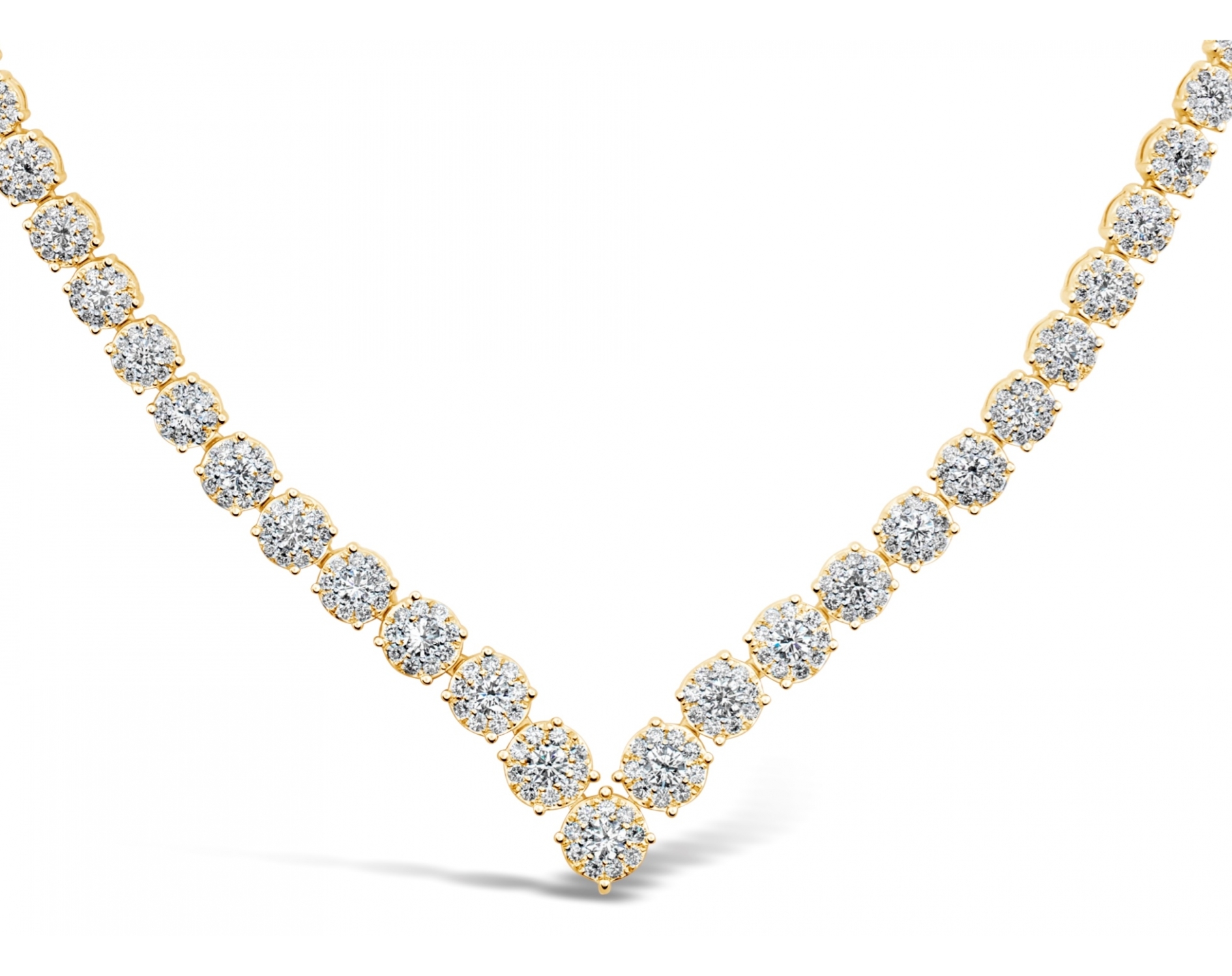 18k yellow gold halo illusion set diamond colier