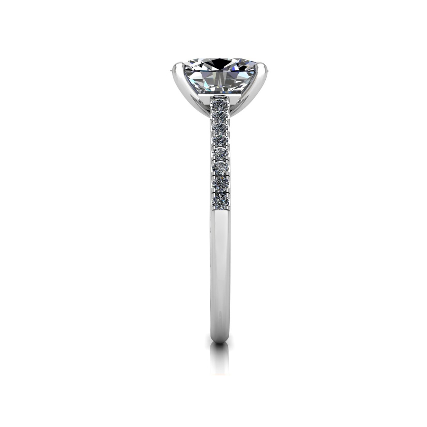 18k white gold  1,20 ct 4 prongs oval cut diamond engagement ring with whisper thin pavÉ set band