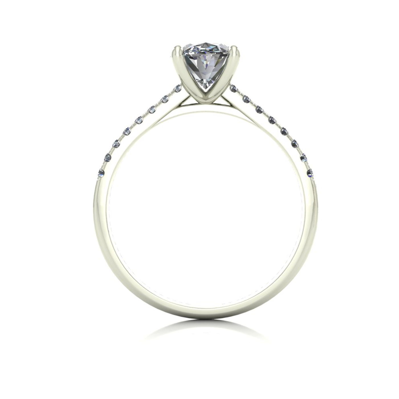 18k white gold  1,20 ct 4 prongs oval cut diamond engagement ring with whisper thin pavÉ set band