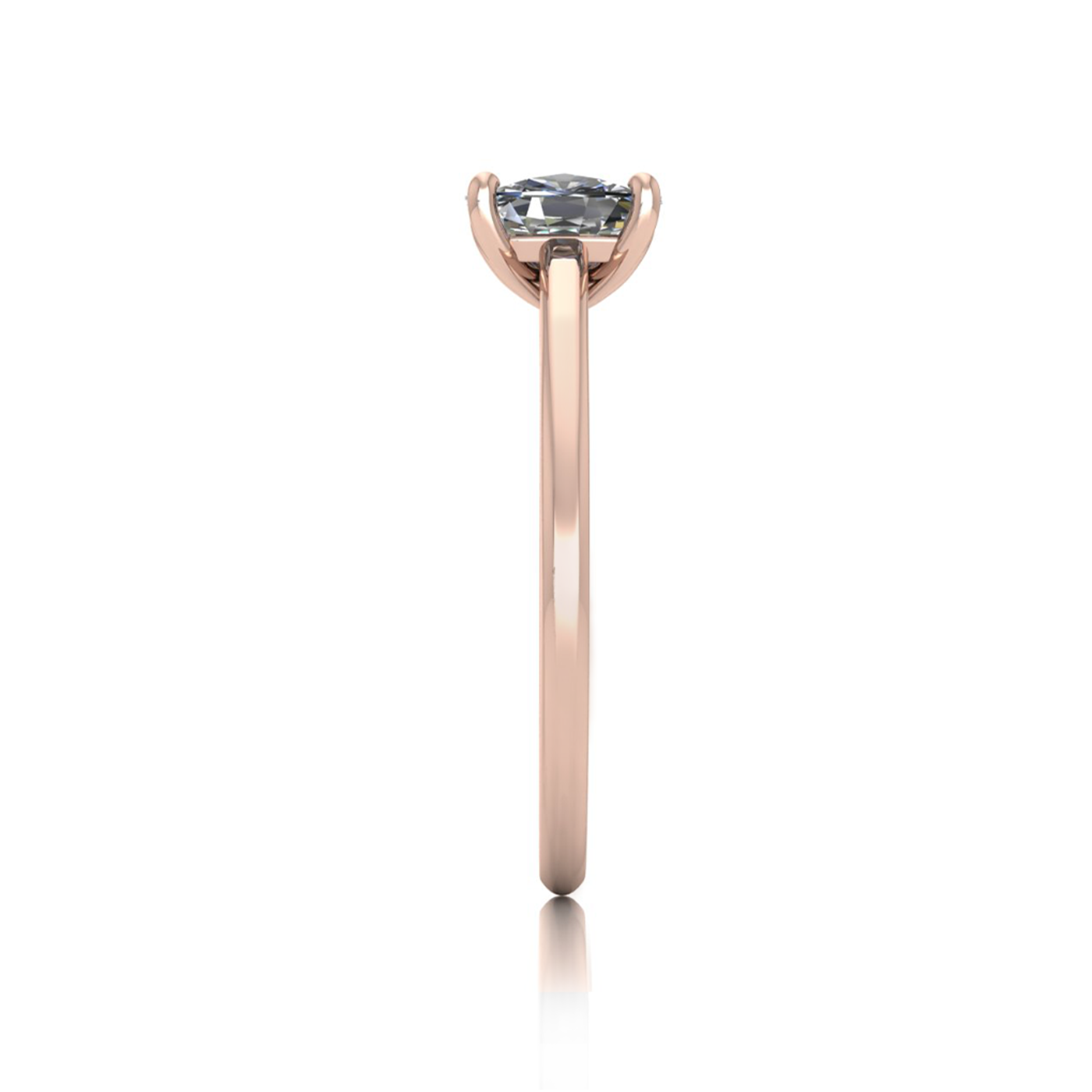 18k rose gold 1,20 ct 4 prongs solitaire elongated cushion cut diamond engagement ring with whisper thin band