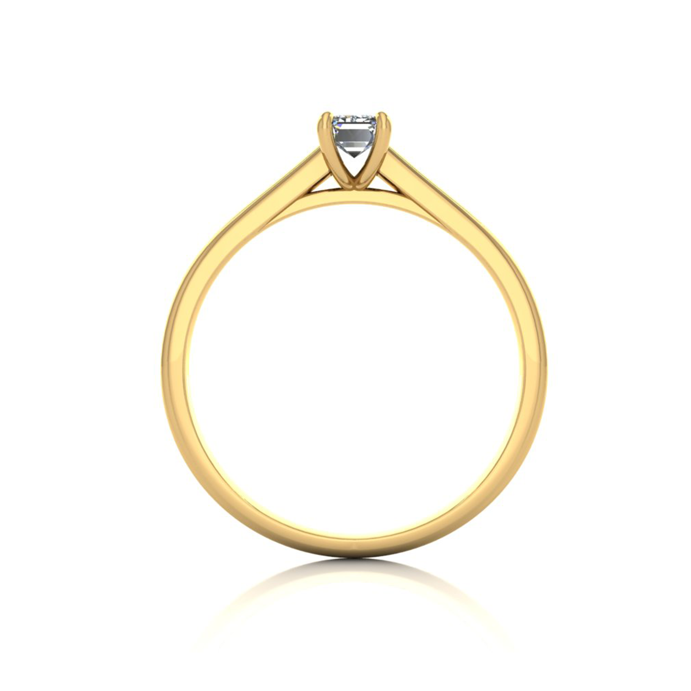 18k yellow gold  0,30 ct 4 prongs solitaire emerald cut diamond engagement ring with whisper thin band