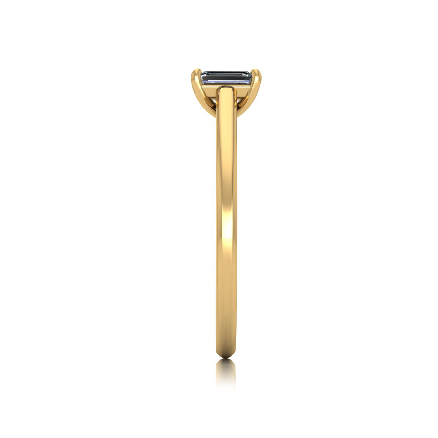 18k yellow gold  0,30 ct 4 prongs solitaire emerald cut diamond engagement ring with whisper thin band