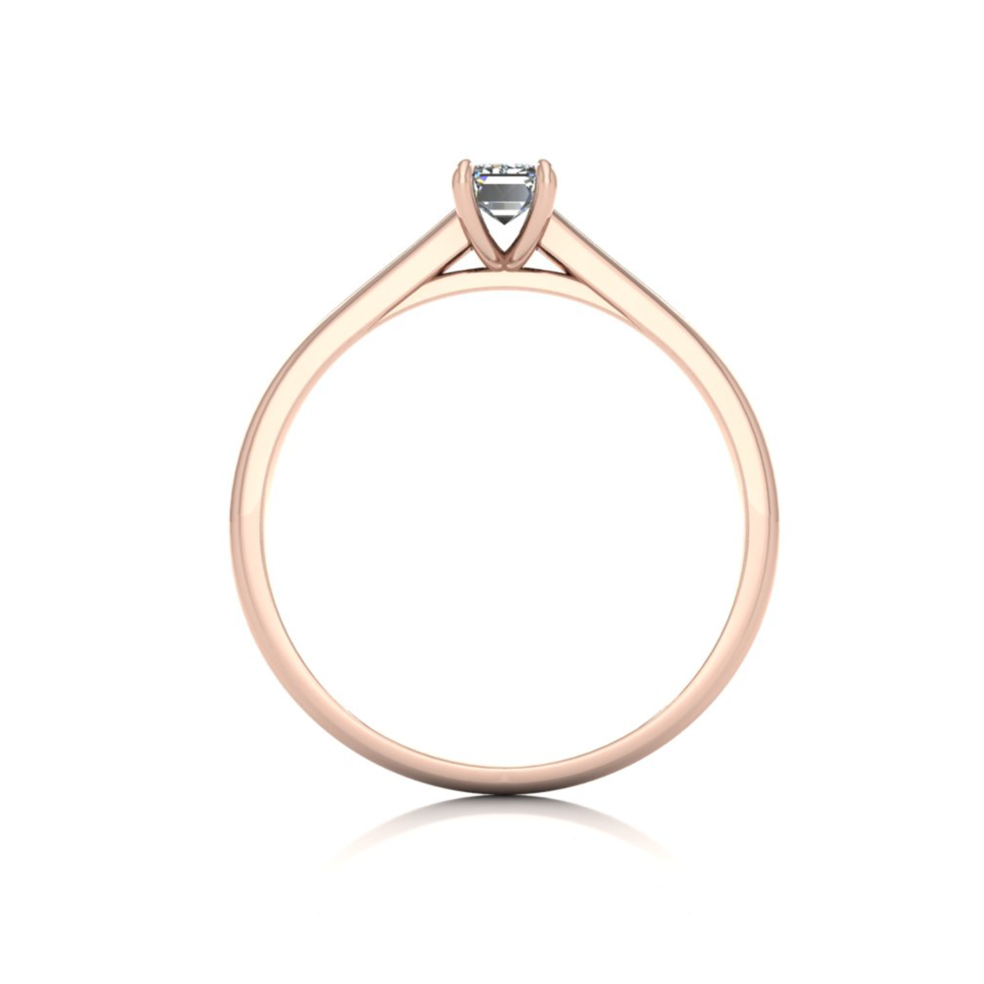 18k rose gold  0,30 ct 4 prongs solitaire emerald cut diamond engagement ring with whisper thin band
