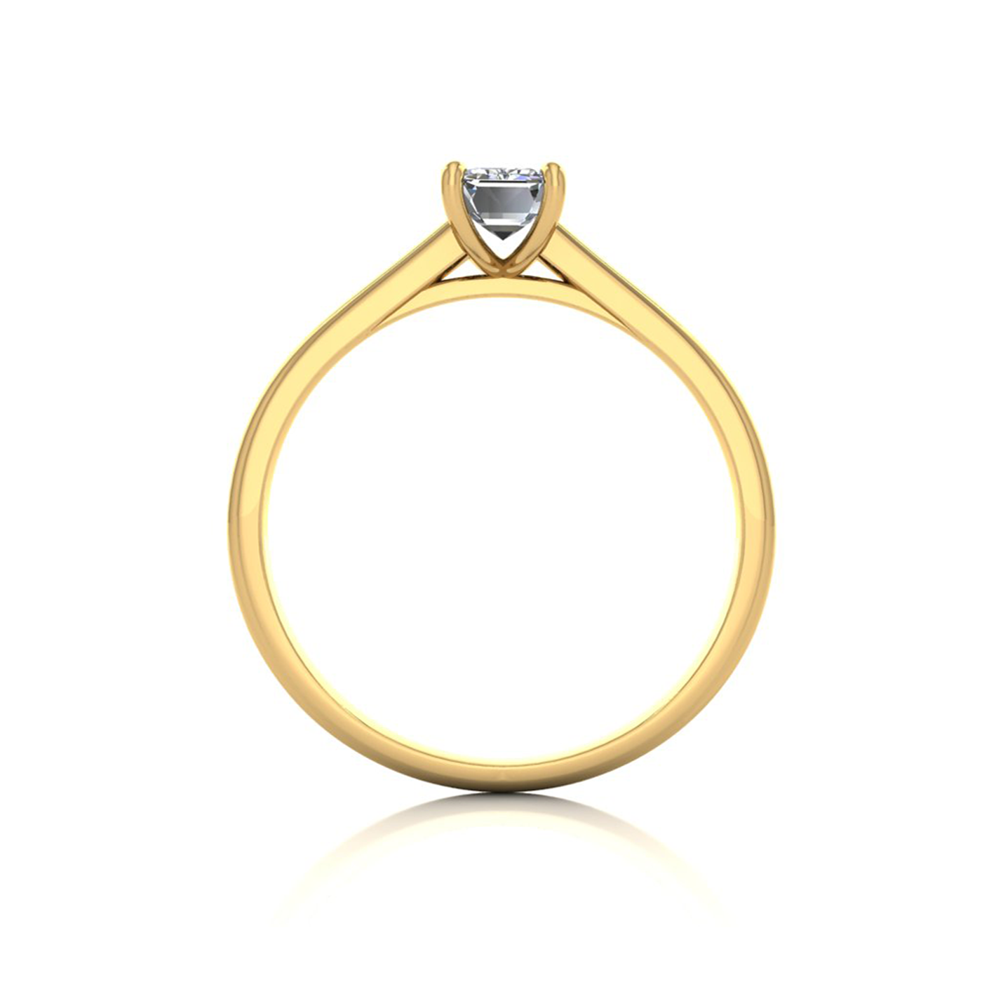 18k yellow gold  0,50 ct 4 prongs solitaire emerald cut diamond engagement ring with whisper thin band