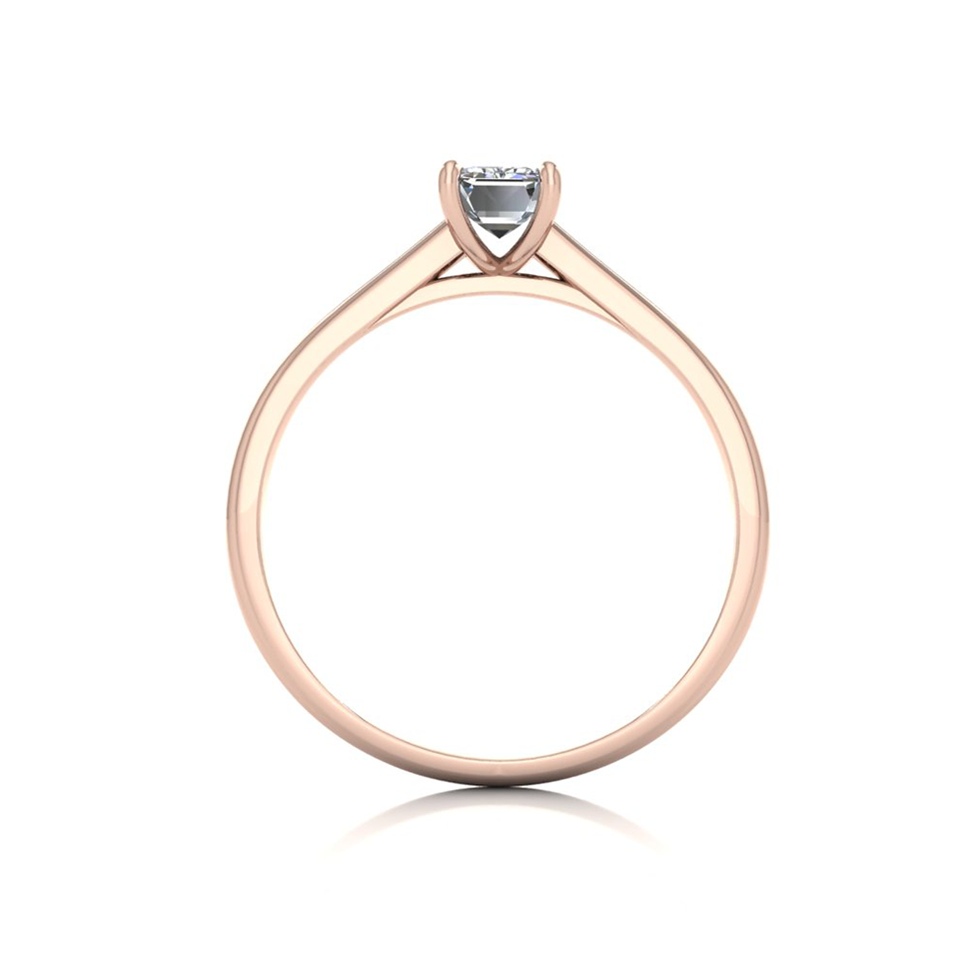 18k rose gold  0,50 ct 4 prongs solitaire emerald cut diamond engagement ring with whisper thin band