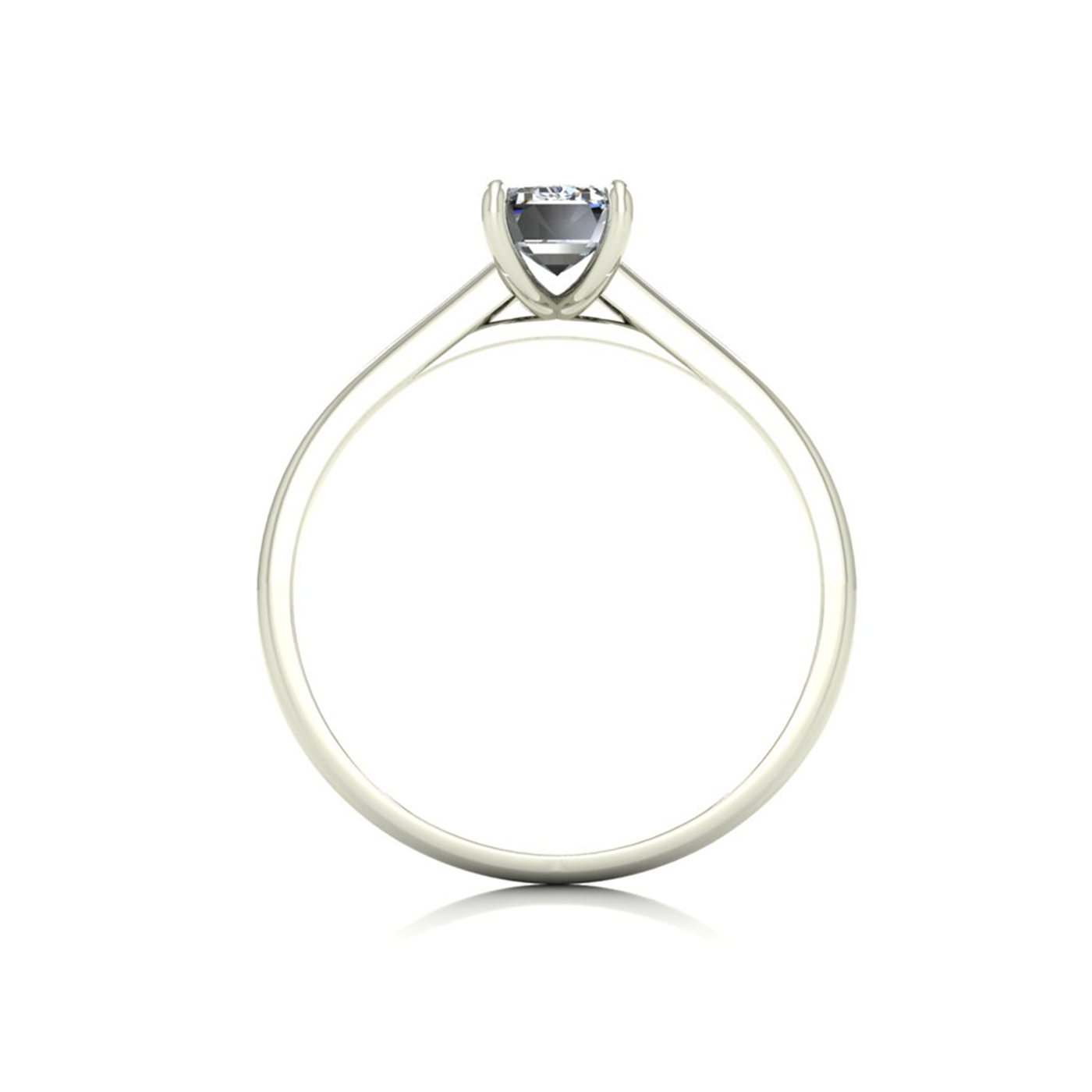 18k white gold  0,80 ct 4 prongs solitaire emerald cut diamond engagement ring with whisper thin band