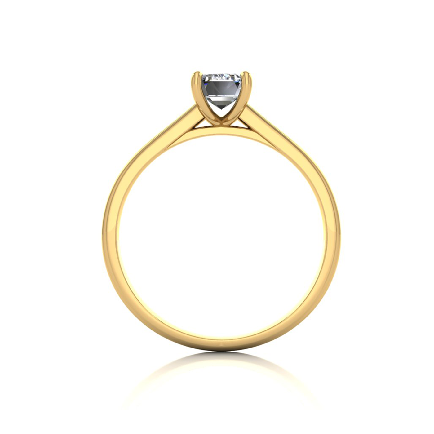 18k yellow gold  0,80 ct 4 prongs solitaire emerald cut diamond engagement ring with whisper thin band
