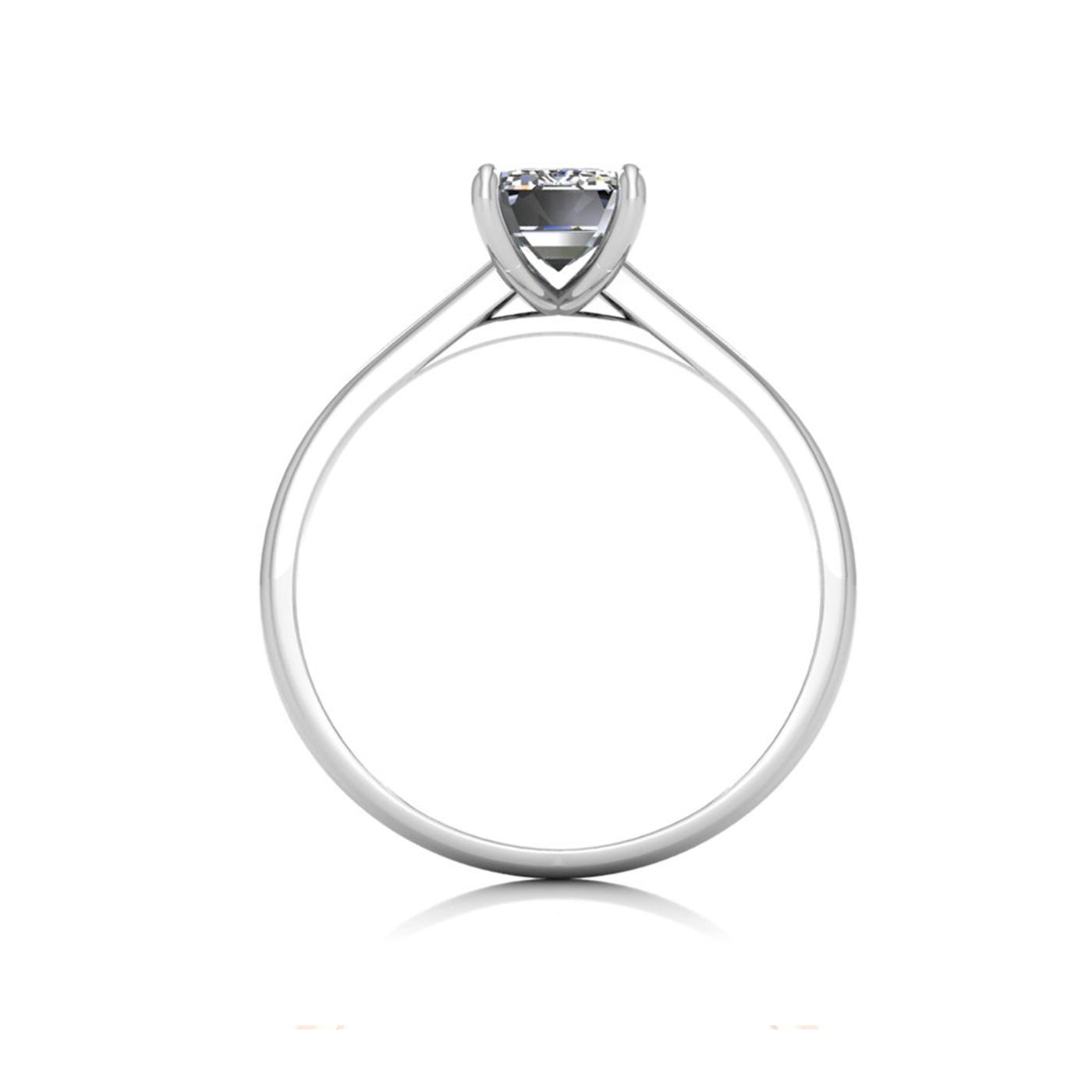 18k white gold 4 prongs emerald shape diamond ring