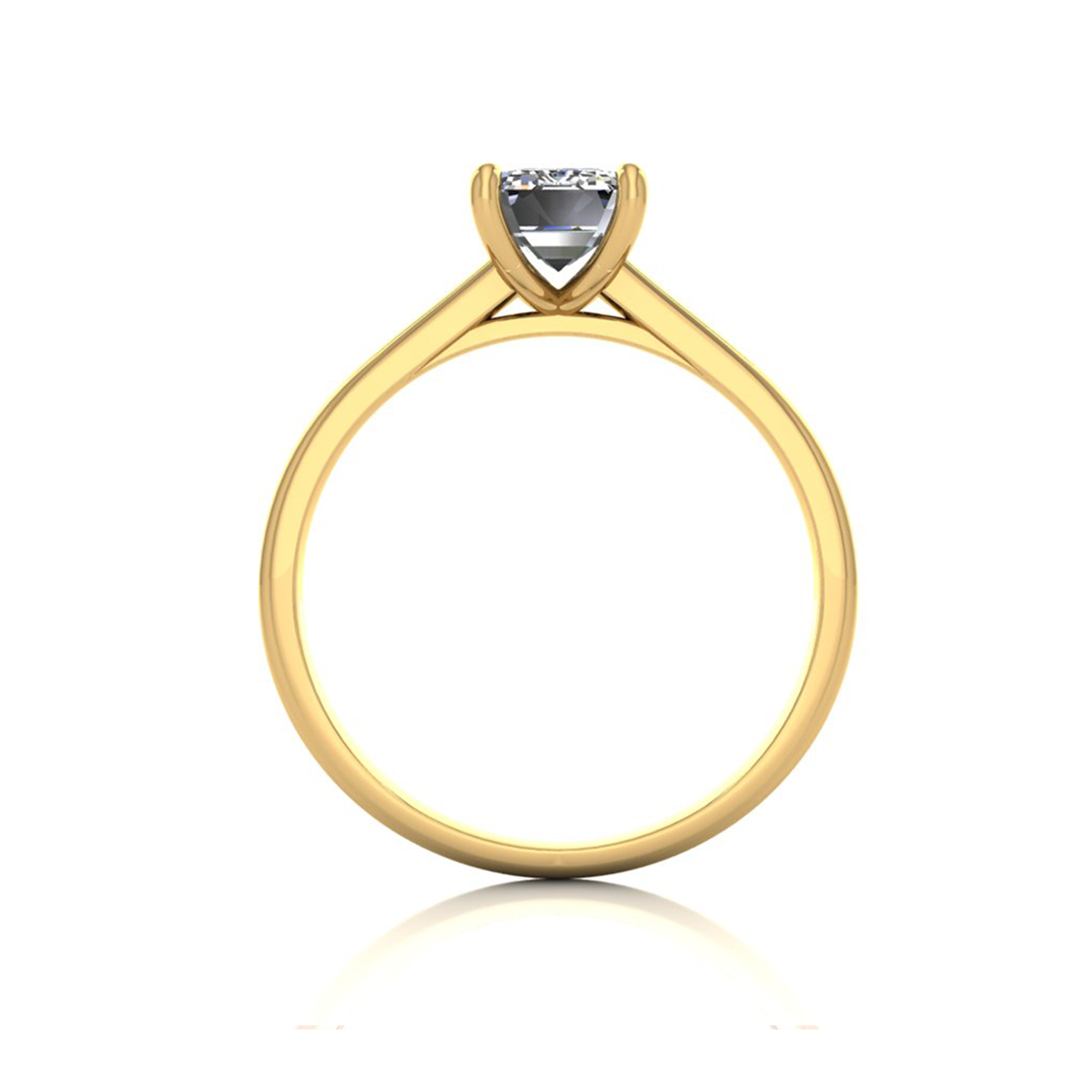 18k yellow gold 4 prongs emerald shape diamond ring