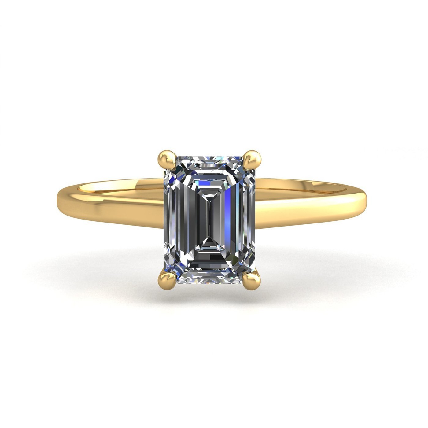 18k yellow gold 4 prongs emerald shape diamond ring