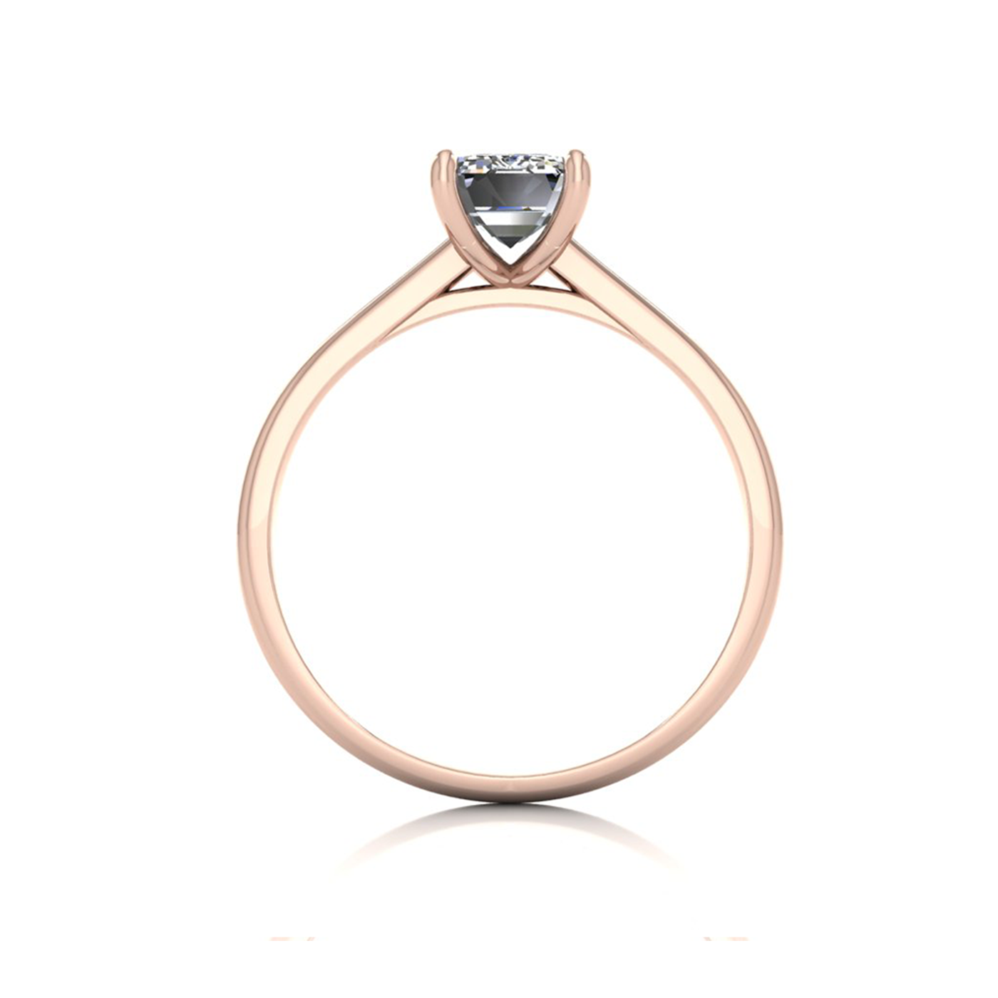 18k rose gold 4 prongs emerald shape diamond ring