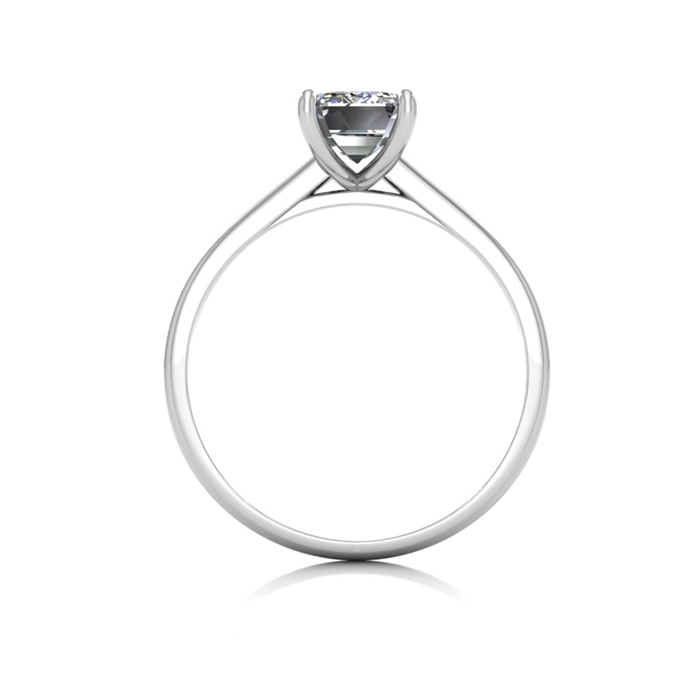 18k white gold 4 prongs emerald shape diamond ring
