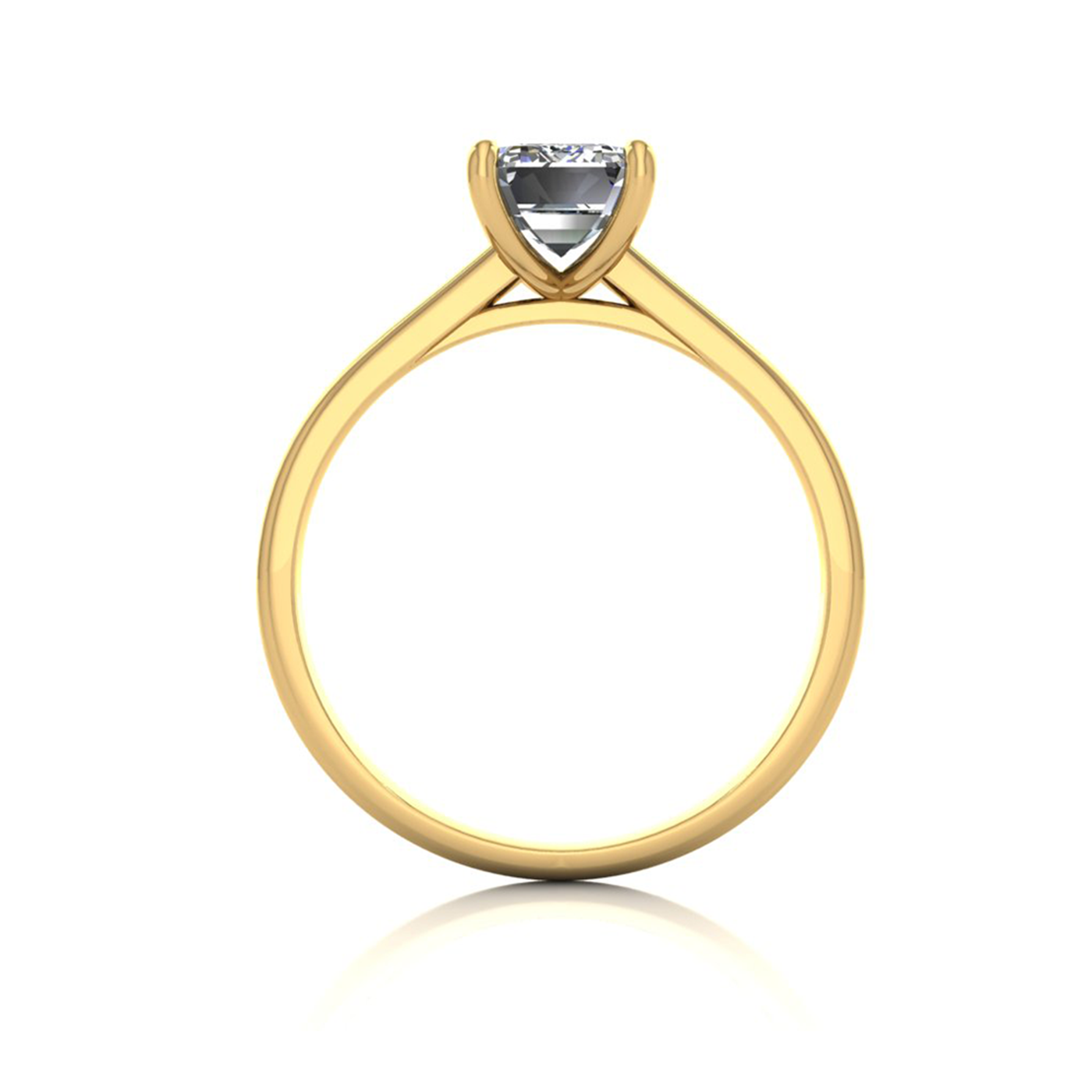 18k yellow gold 4 prongs emerald shape diamond ring