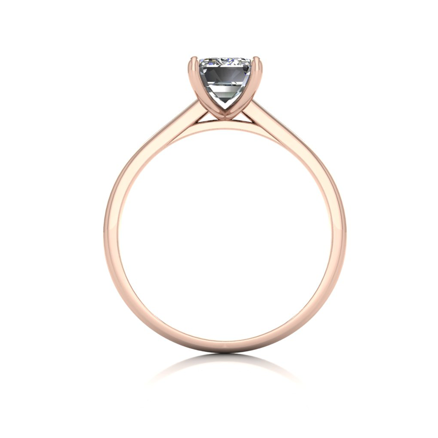 18k rose gold 4 prongs emerald shape diamond ring