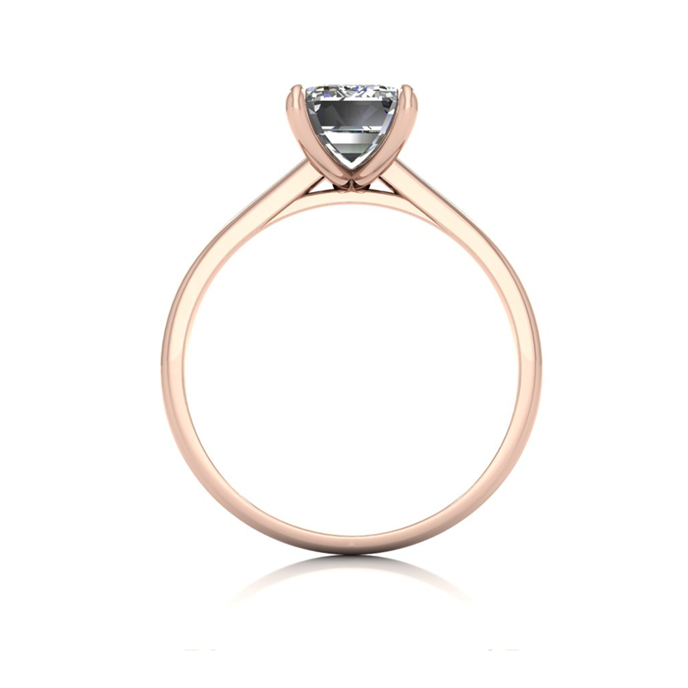 18k rose gold 4 prongs emerald shape diamond ring