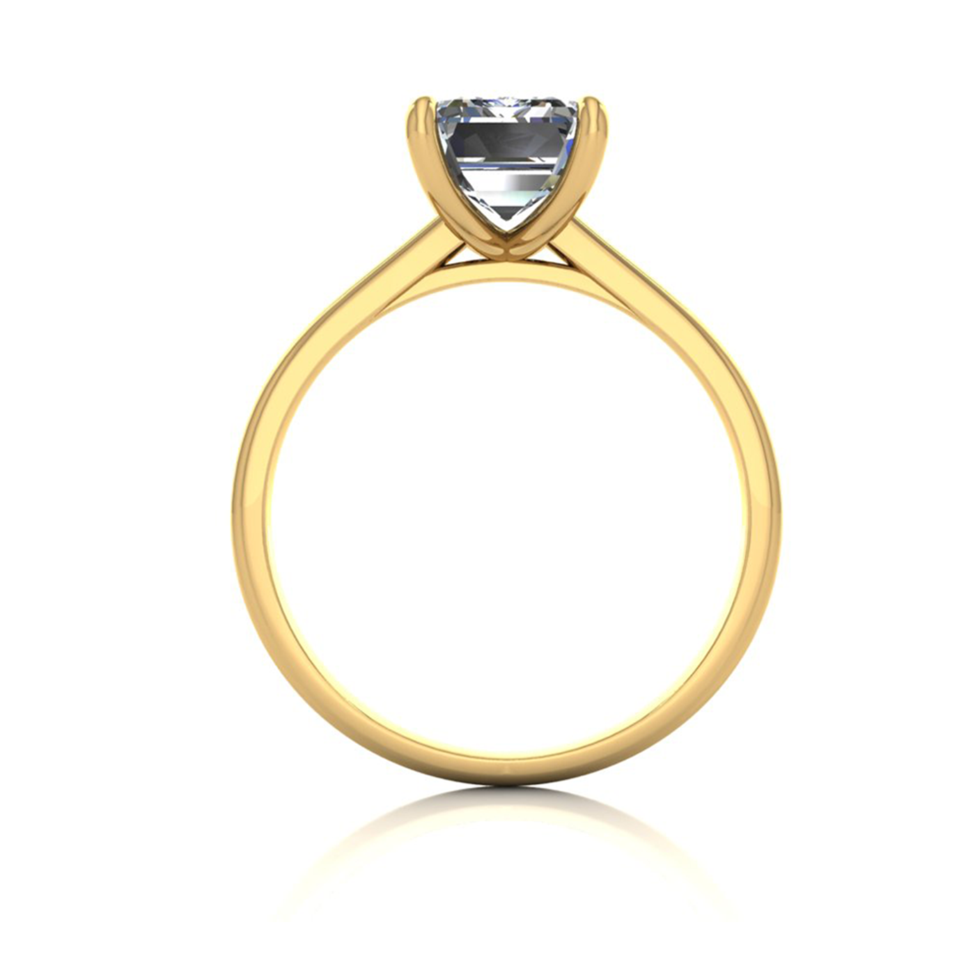 18k yellow gold 4 prongs emerald shape diamond ring