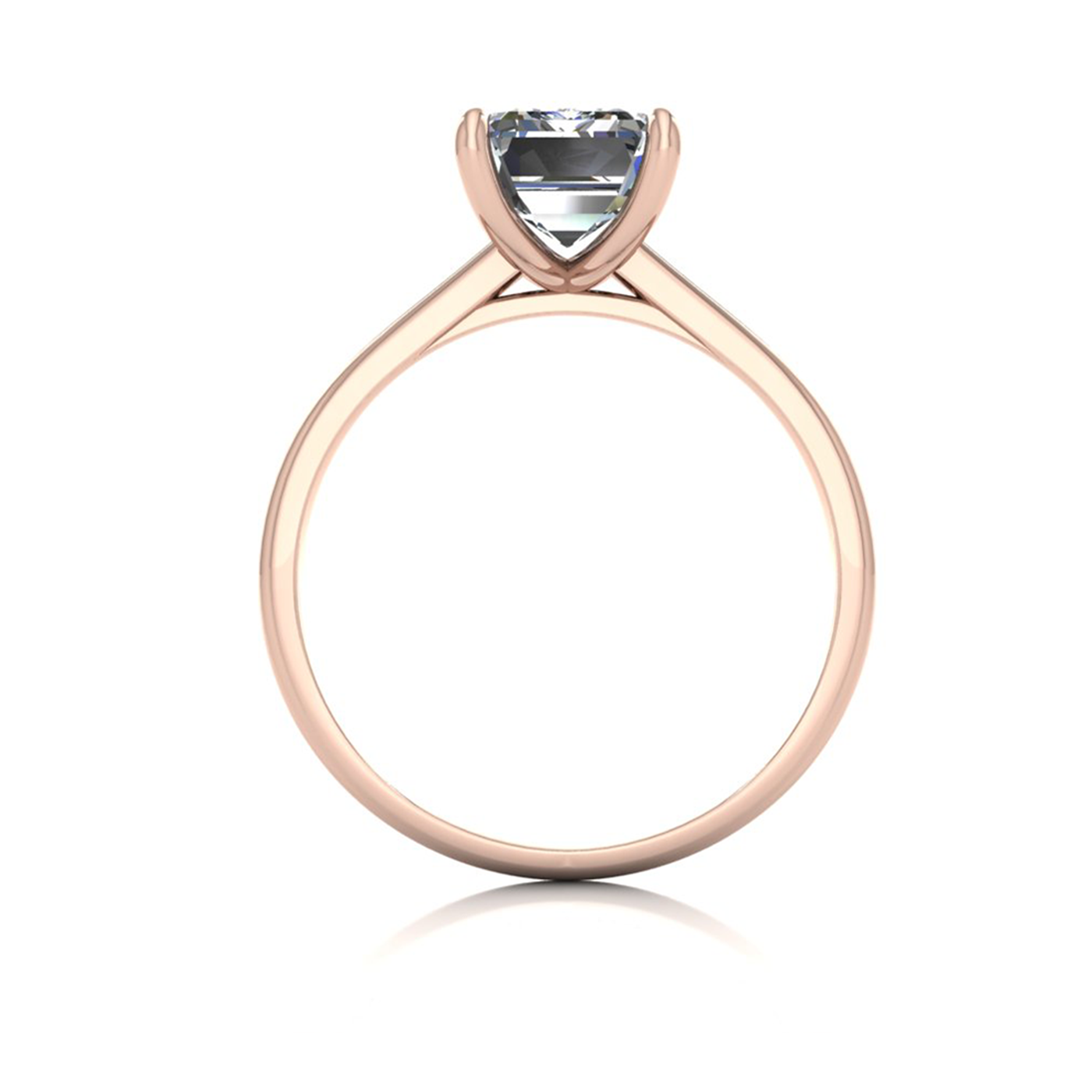 18k rose gold 4 prongs emerald shape diamond ring