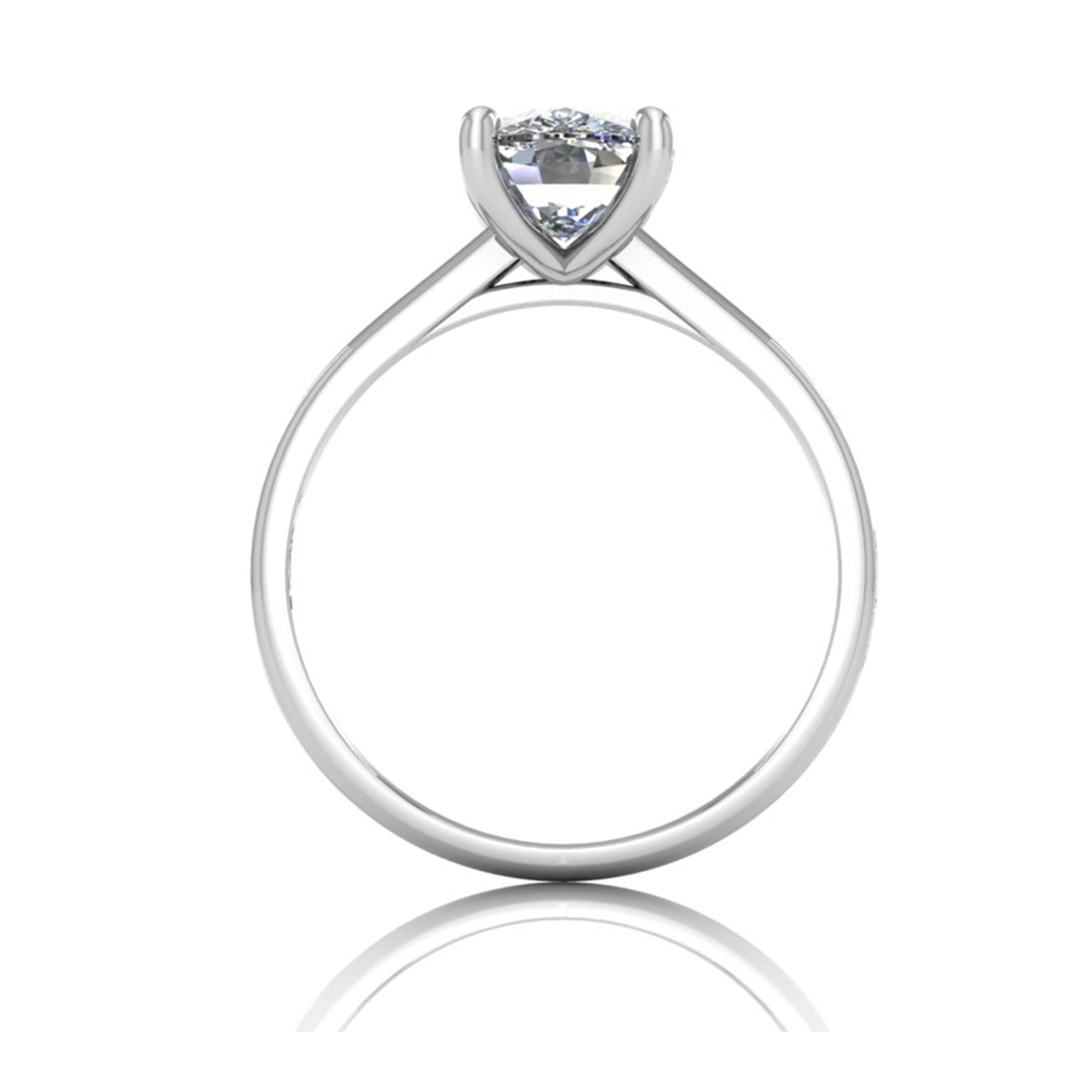 18k white gold 4 prongs emerald shape diamond ring