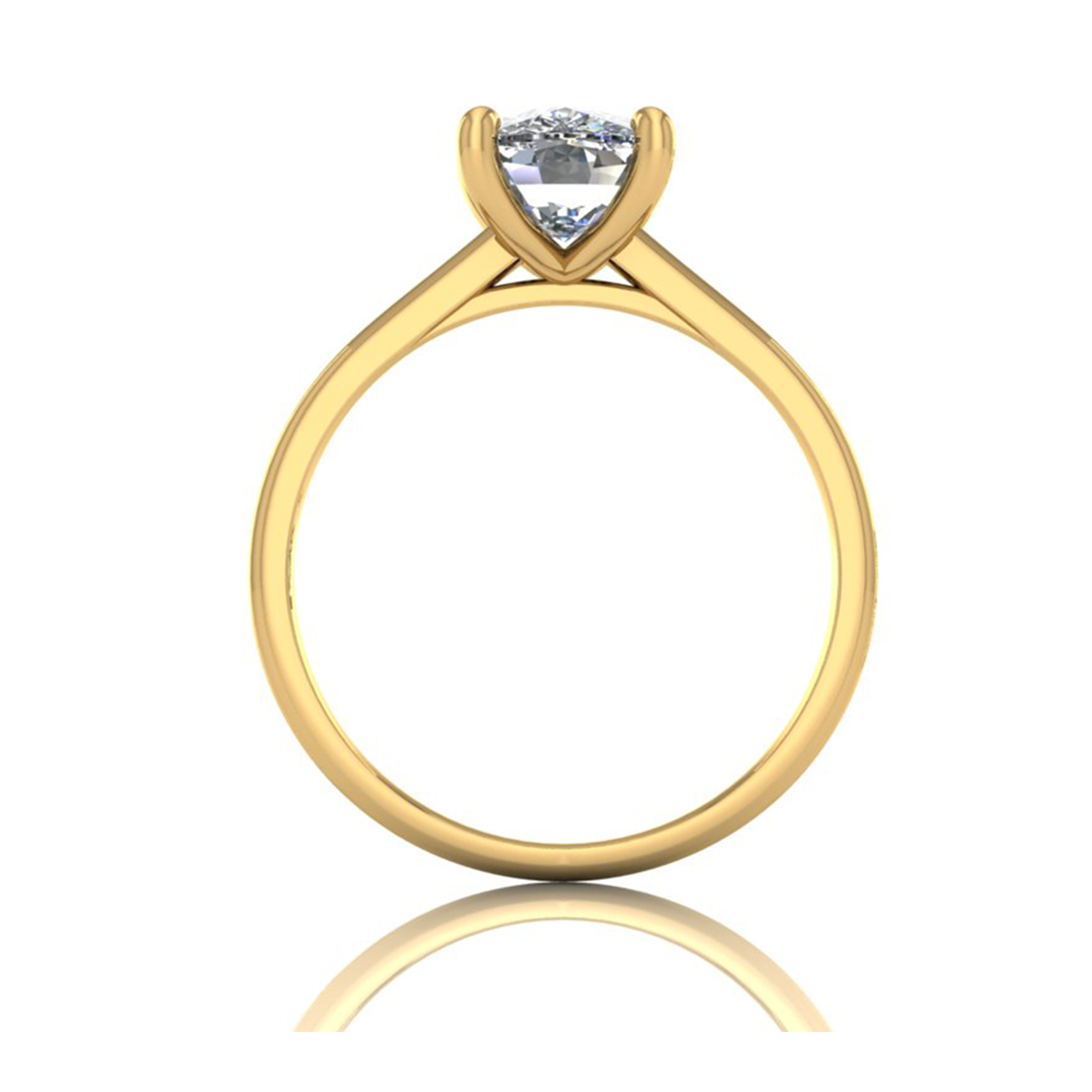 18k yellow gold 4 prongs emerald shape diamond ring