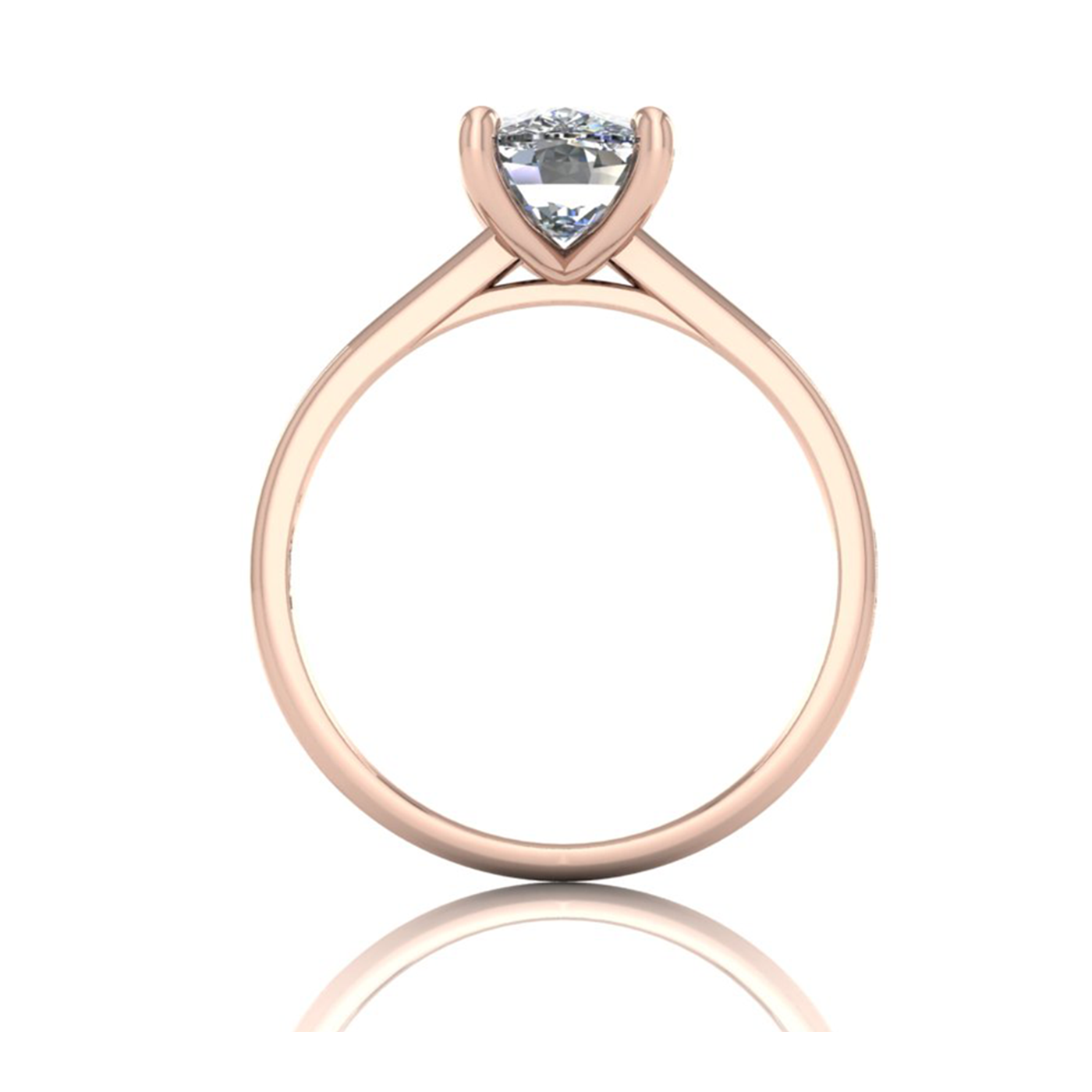 18k rose gold 4 prongs emerald shape diamond ring
