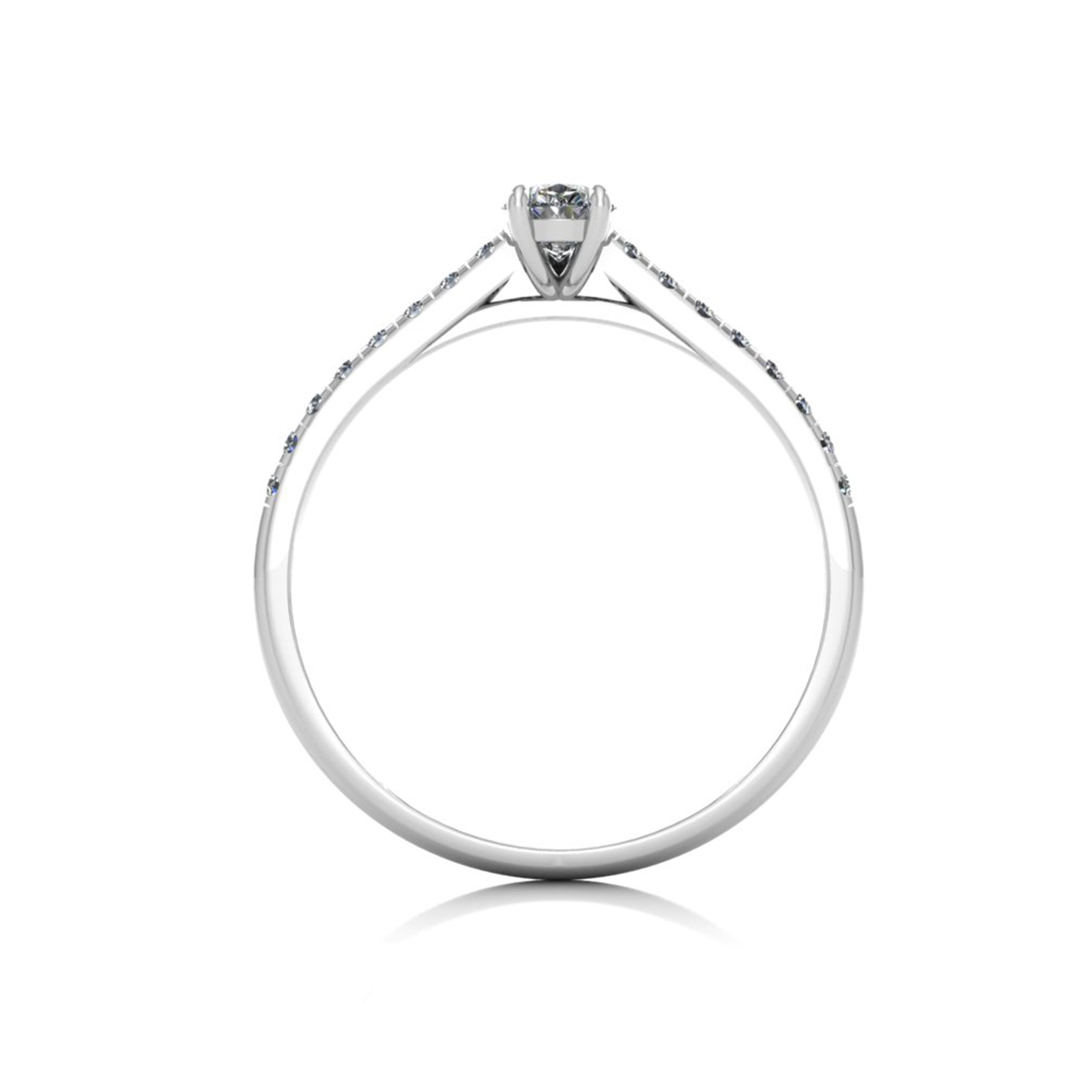 18k white gold  0,30 ct 3 prongs pear diamond engagement ring with whisper thin pavÉ set band