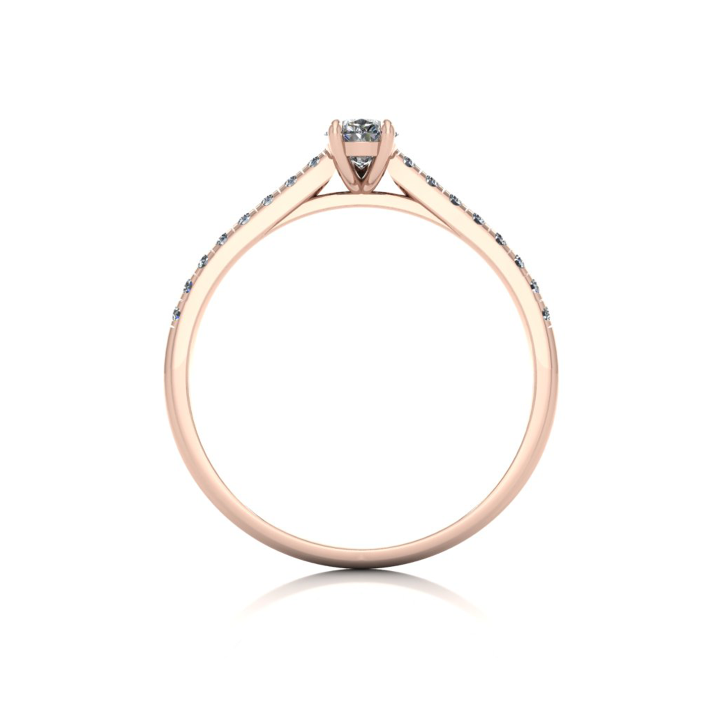 18k rose gold  0,30 ct 3 prongs pear diamond engagement ring with whisper thin pavÉ set band
