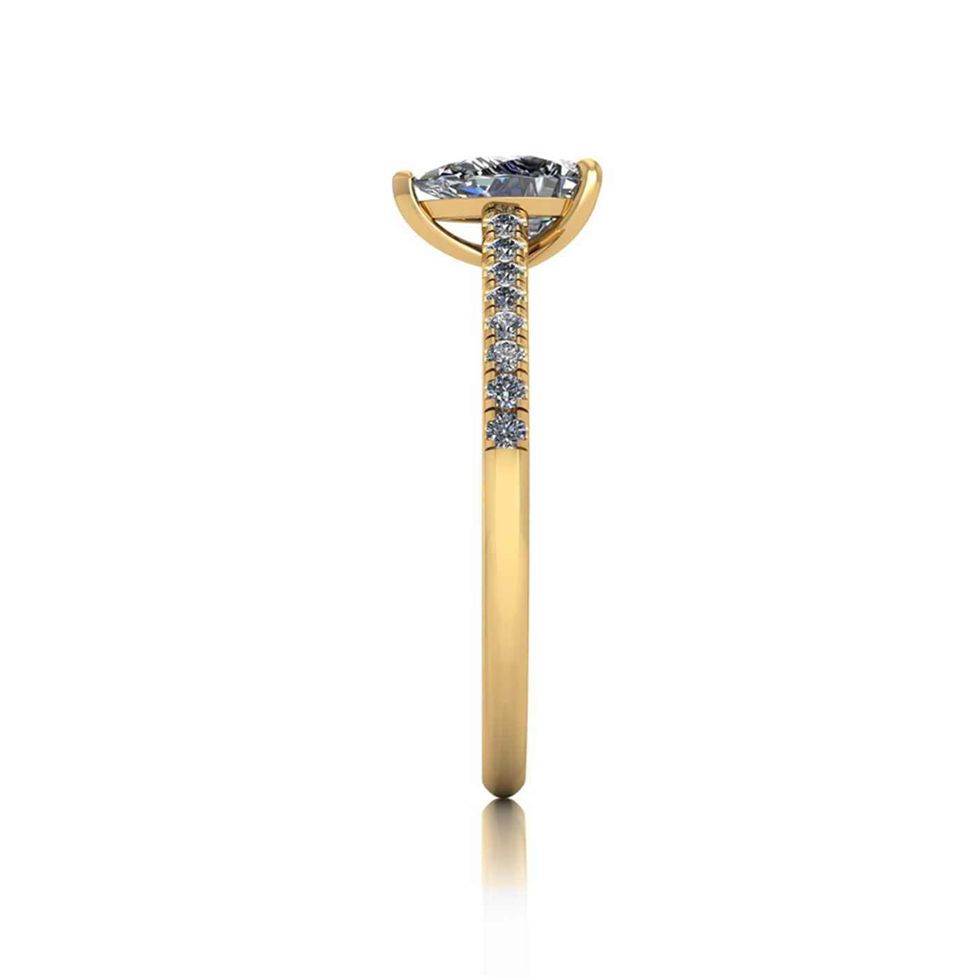 18k yellow gold  0.50ct 3 prongs pear diamond engagement ring with whisper thin pavÉ set band