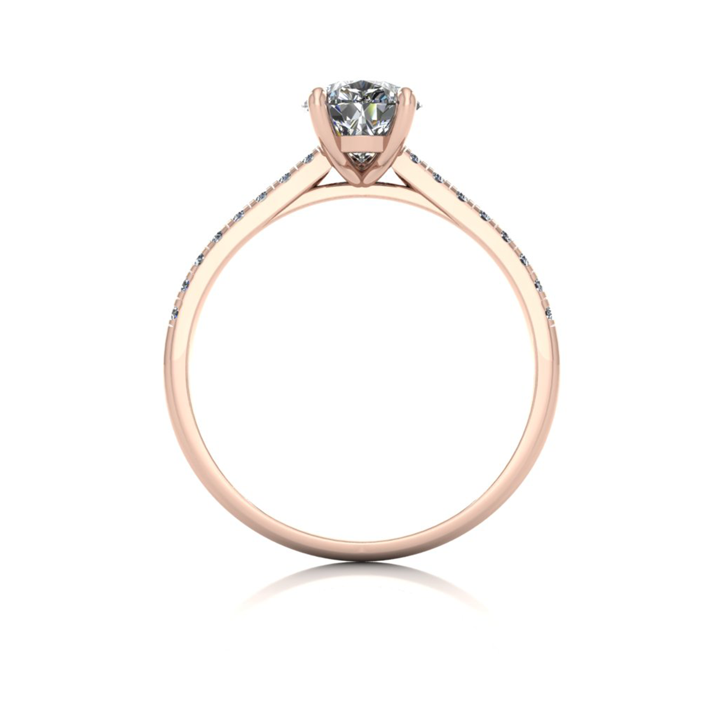 18k rose gold 1,20 ct 3 prongs pear cut diamond engagement ring with whisper thin pavÉ set band