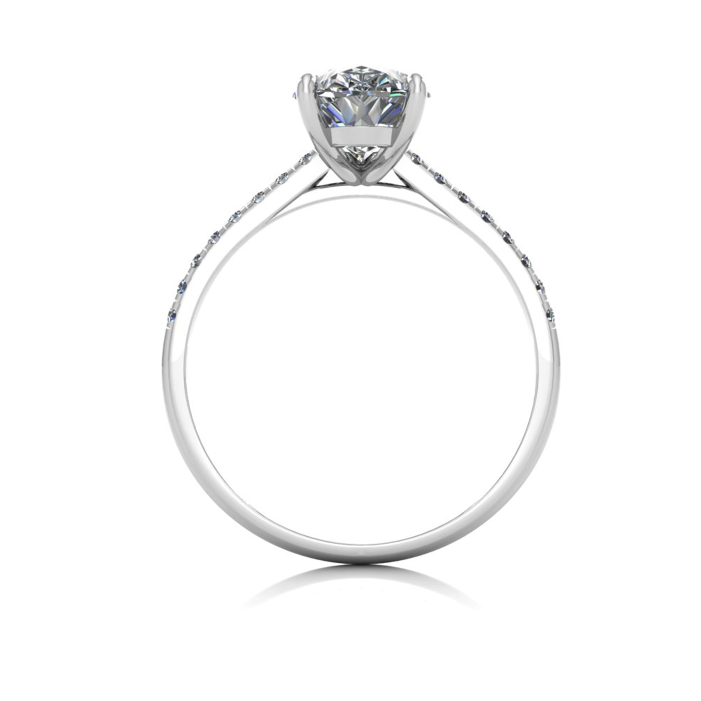 18k white gold 2,00 ct 3 prongs pear diamond engagement ring with whisper thin pavÉ set band