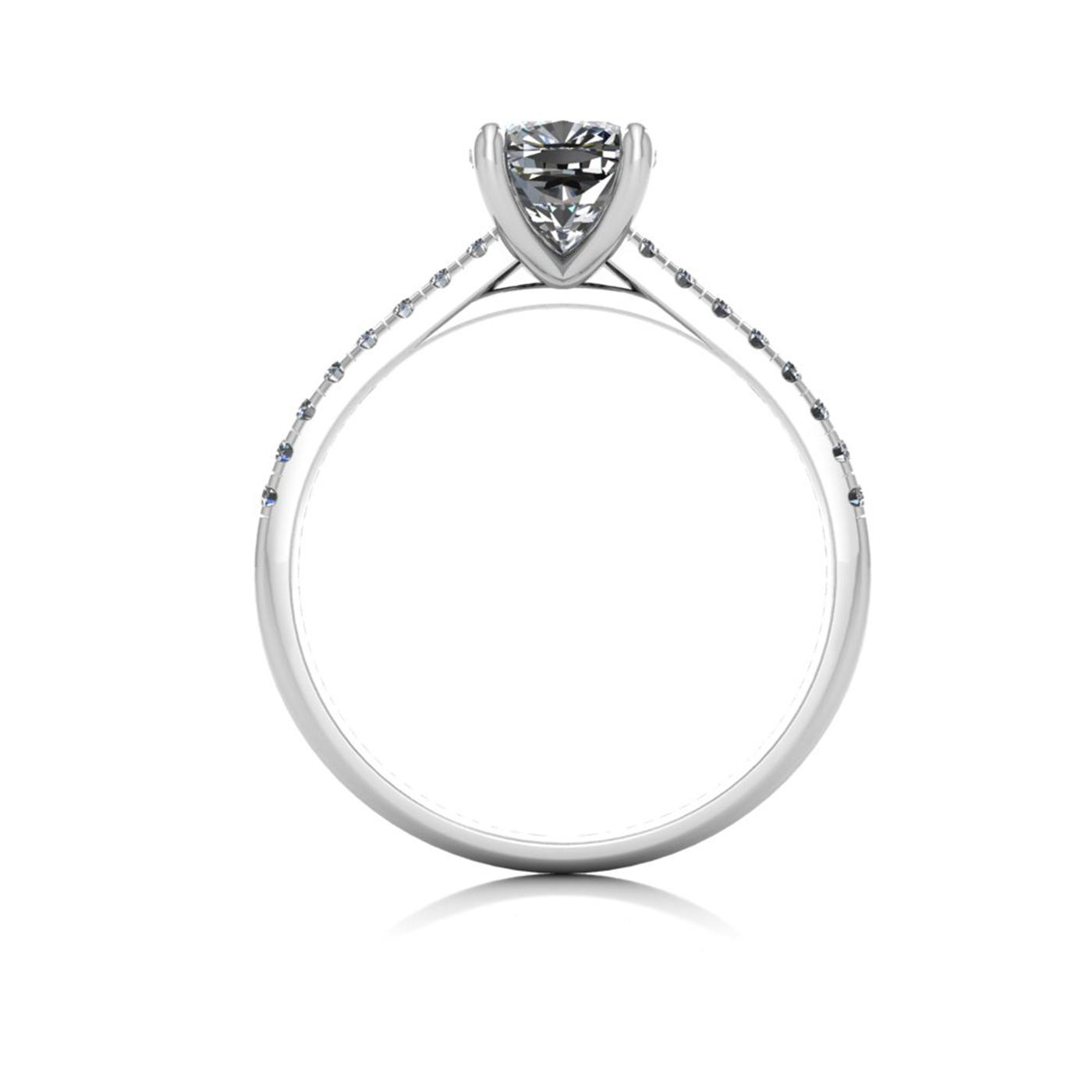 18k white gold 1.20ct 4 prongs cushion cut diamond engagement ring with whisper thin pavÉ set band