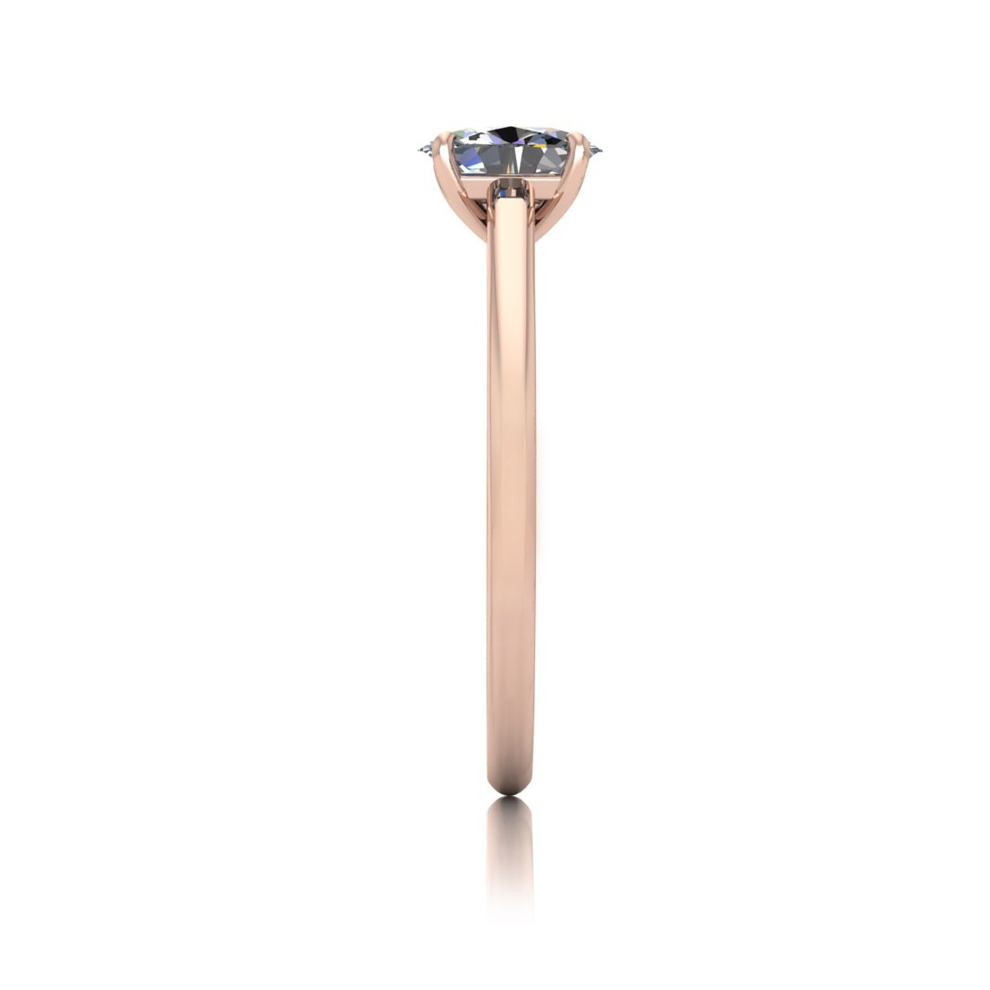 18k rose gold  0,30 ct 4 prongs solitaire oval cut diamond engagement ring with whisper thin band