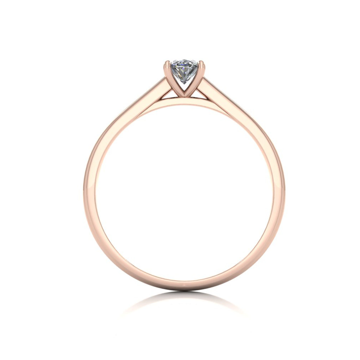 18k rose gold  0,30 ct 4 prongs solitaire oval cut diamond engagement ring with whisper thin band