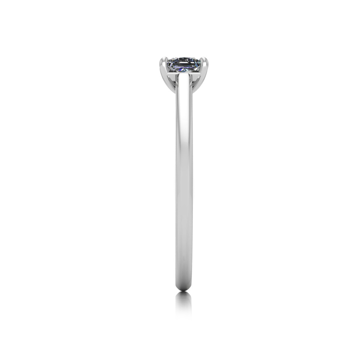 18k white gold  0,30 ct 4 prongs solitaire princess cut diamond engagement ring with whisper thin band