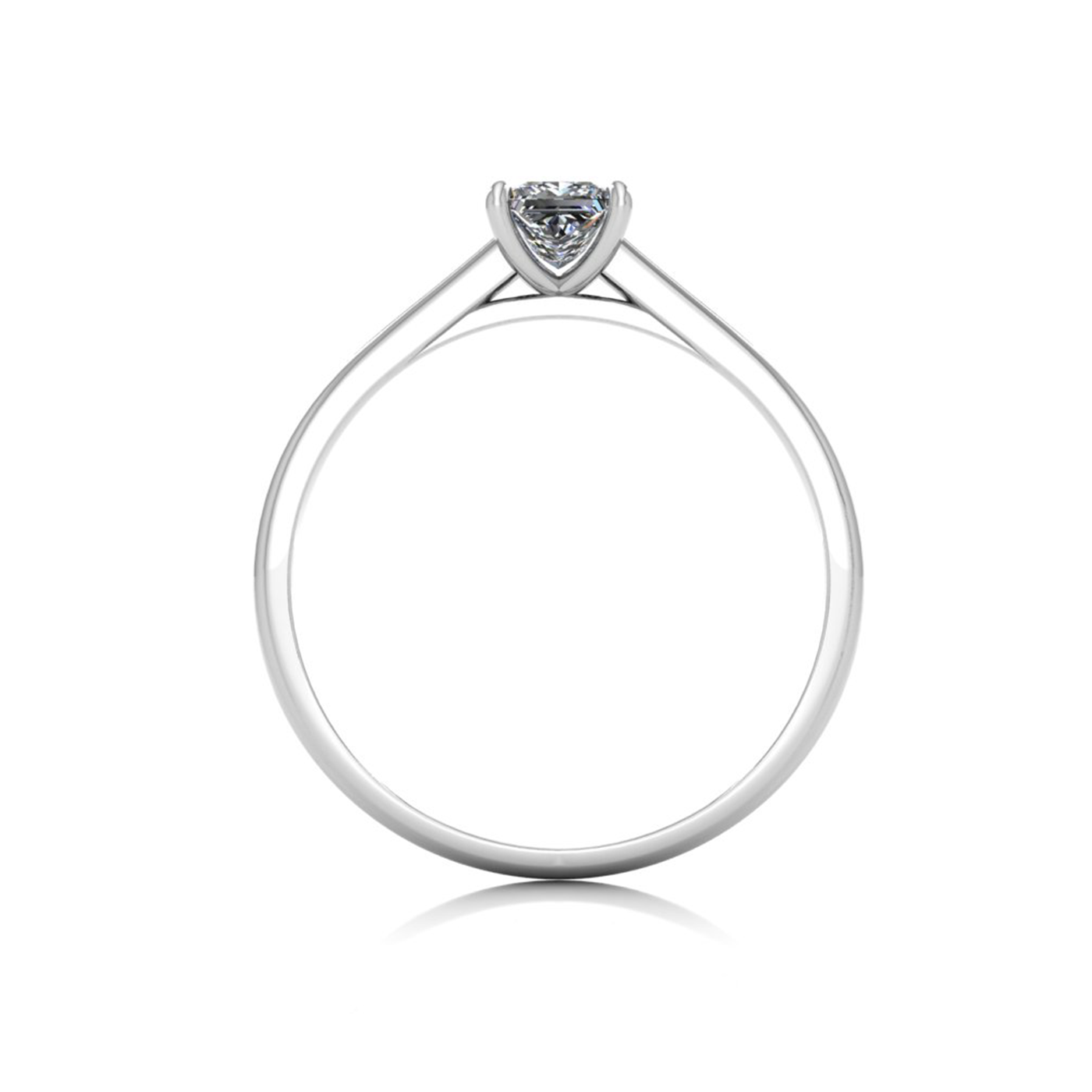 18k white gold  0,30 ct 4 prongs solitaire princess cut diamond engagement ring with whisper thin band