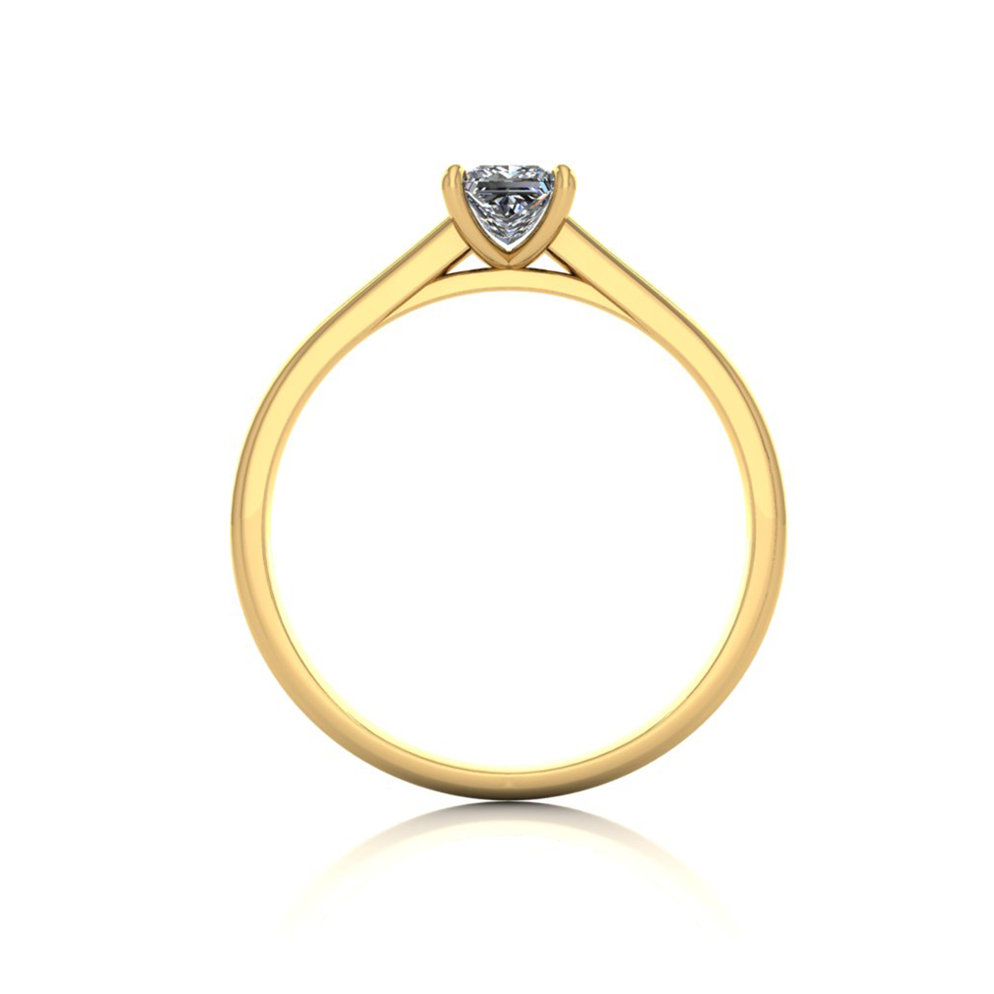 18k yellow gold  0,30 ct 4 prongs solitaire princess cut diamond engagement ring with whisper thin band