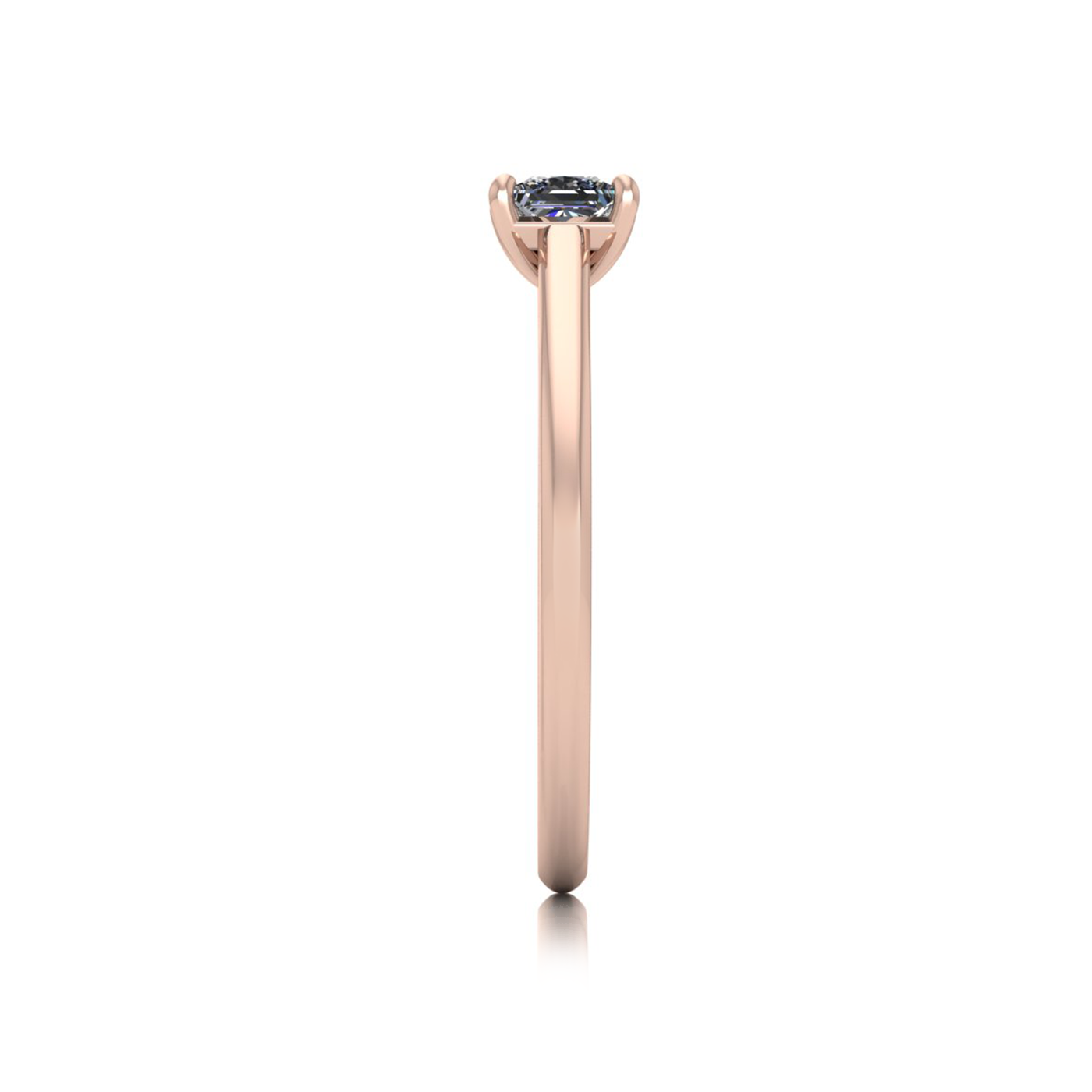 18k rose gold  0,30 ct 4 prongs solitaire princess cut diamond engagement ring with whisper thin band