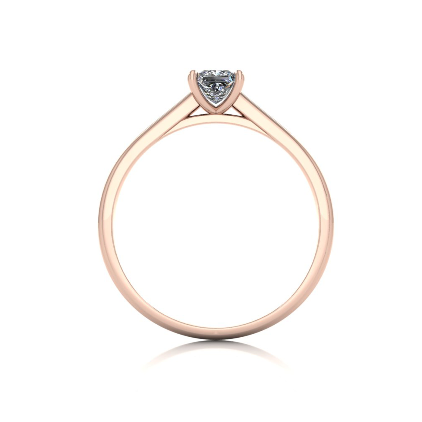 18k rose gold  0,30 ct 4 prongs solitaire princess cut diamond engagement ring with whisper thin band