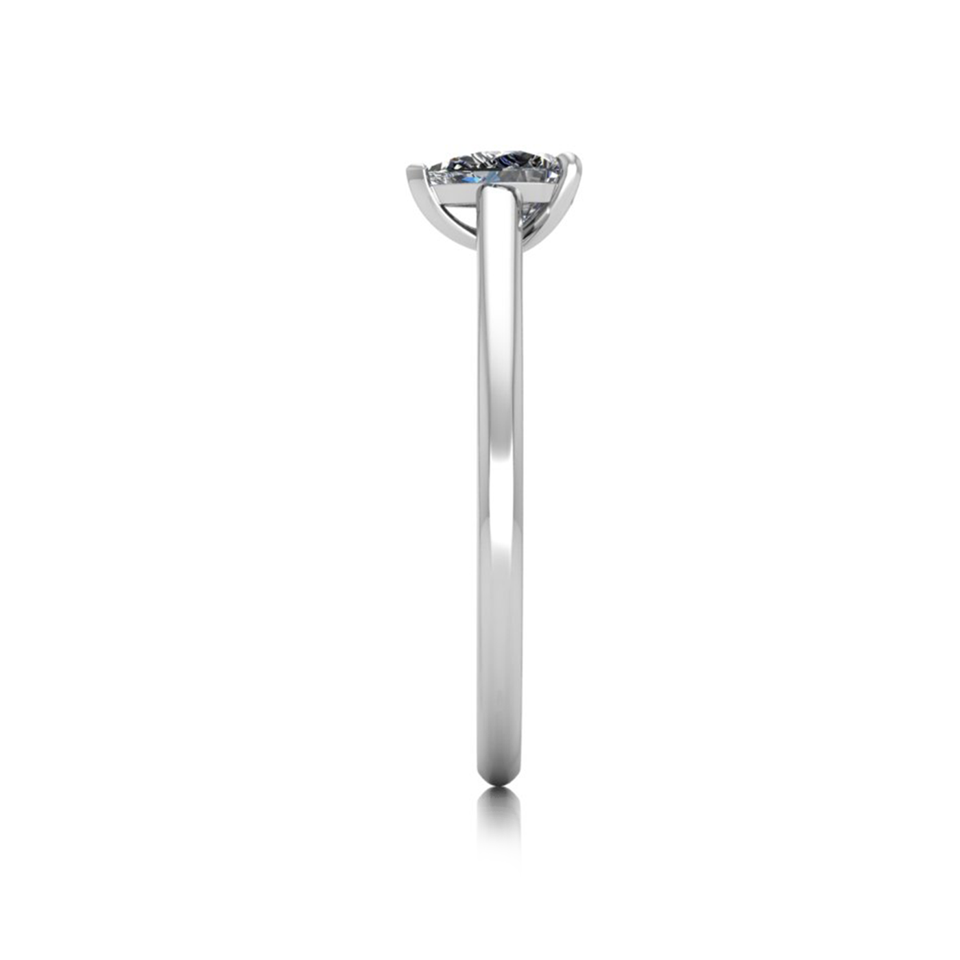 18k white gold  0,30 ct 3 prongs solitaire pear cut diamond engagement ring with whisper thin band