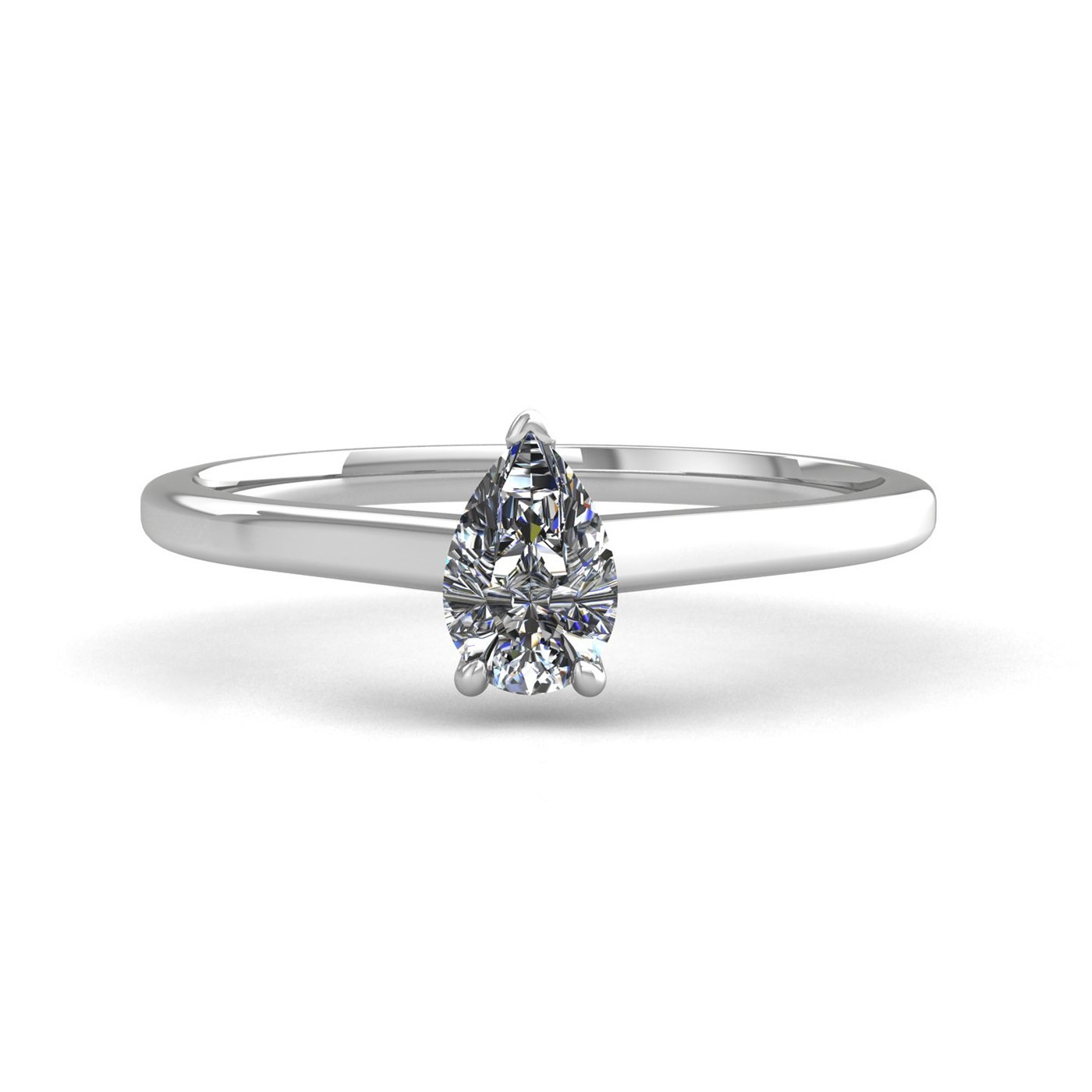 3 prongs solitaire pear cut diamond engagement ring with whisper thin band
