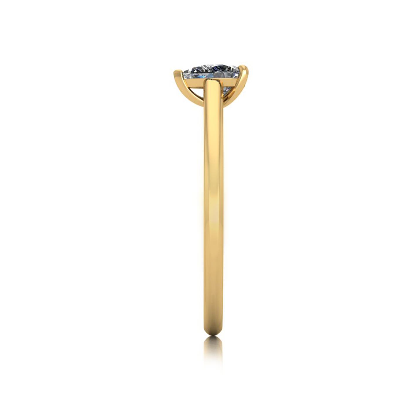 18k yellow gold  0,30 ct 3 prongs solitaire pear cut diamond engagement ring with whisper thin band