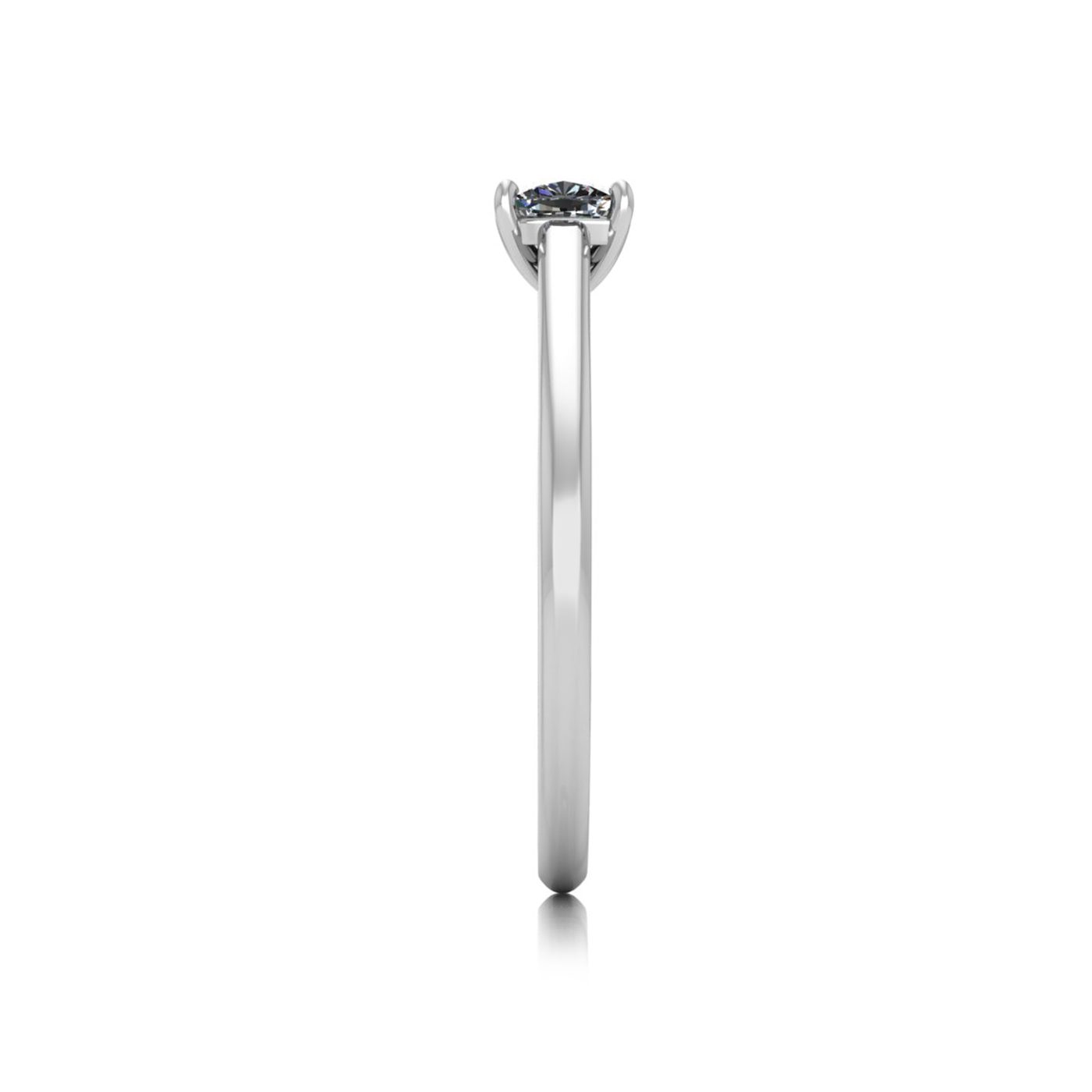 18k white gold  0,30 ct 4 prongs solitaire cushion cut diamond engagement ring with whisper thin band
