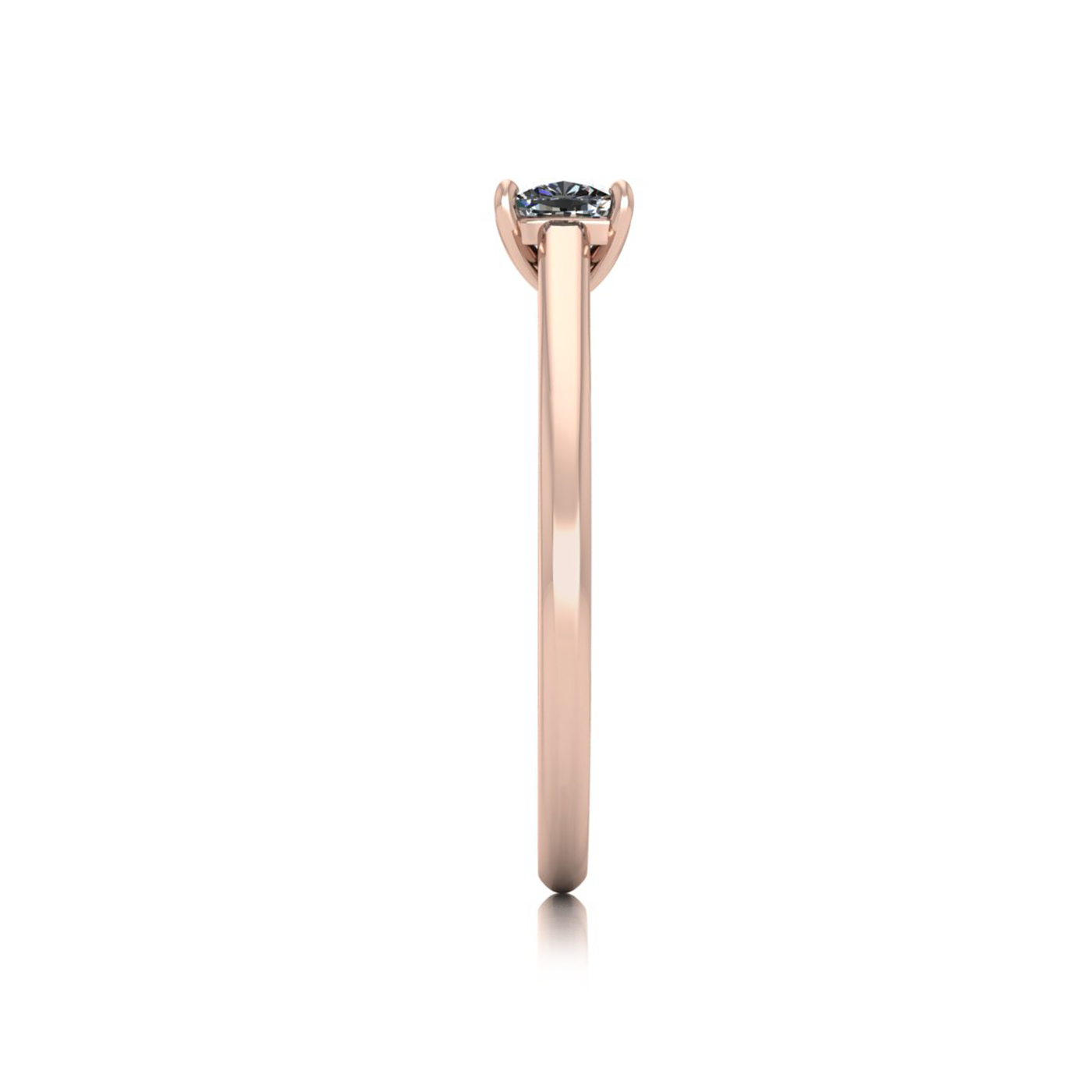 18k rose gold  0,30 ct 4 prongs solitaire cushion cut diamond engagement ring with whisper thin band