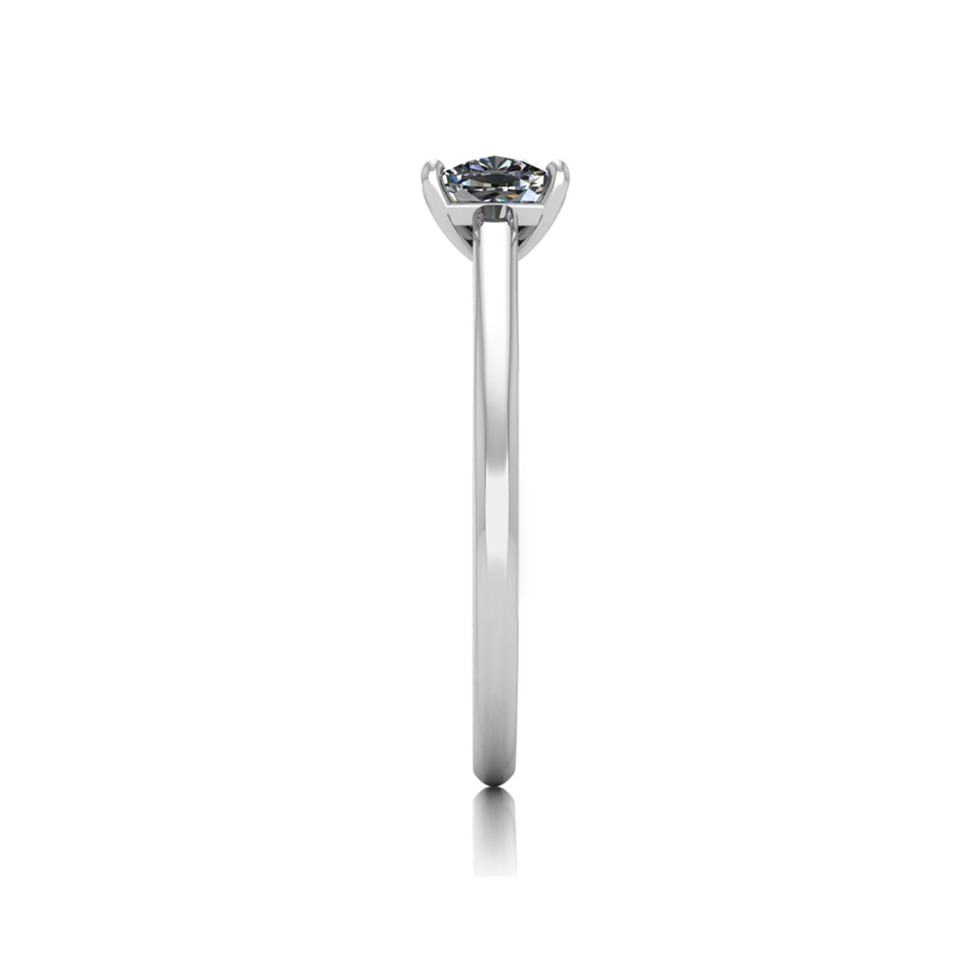 18k white gold 0,50 ct 4 prongs solitaire cushion cut diamond engagement ring with whisper thin band