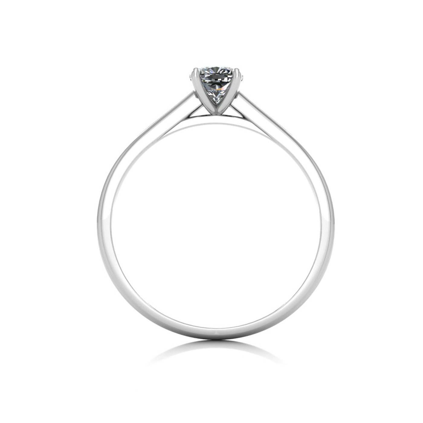 18k white gold 0,50 ct 4 prongs solitaire cushion cut diamond engagement ring with whisper thin band