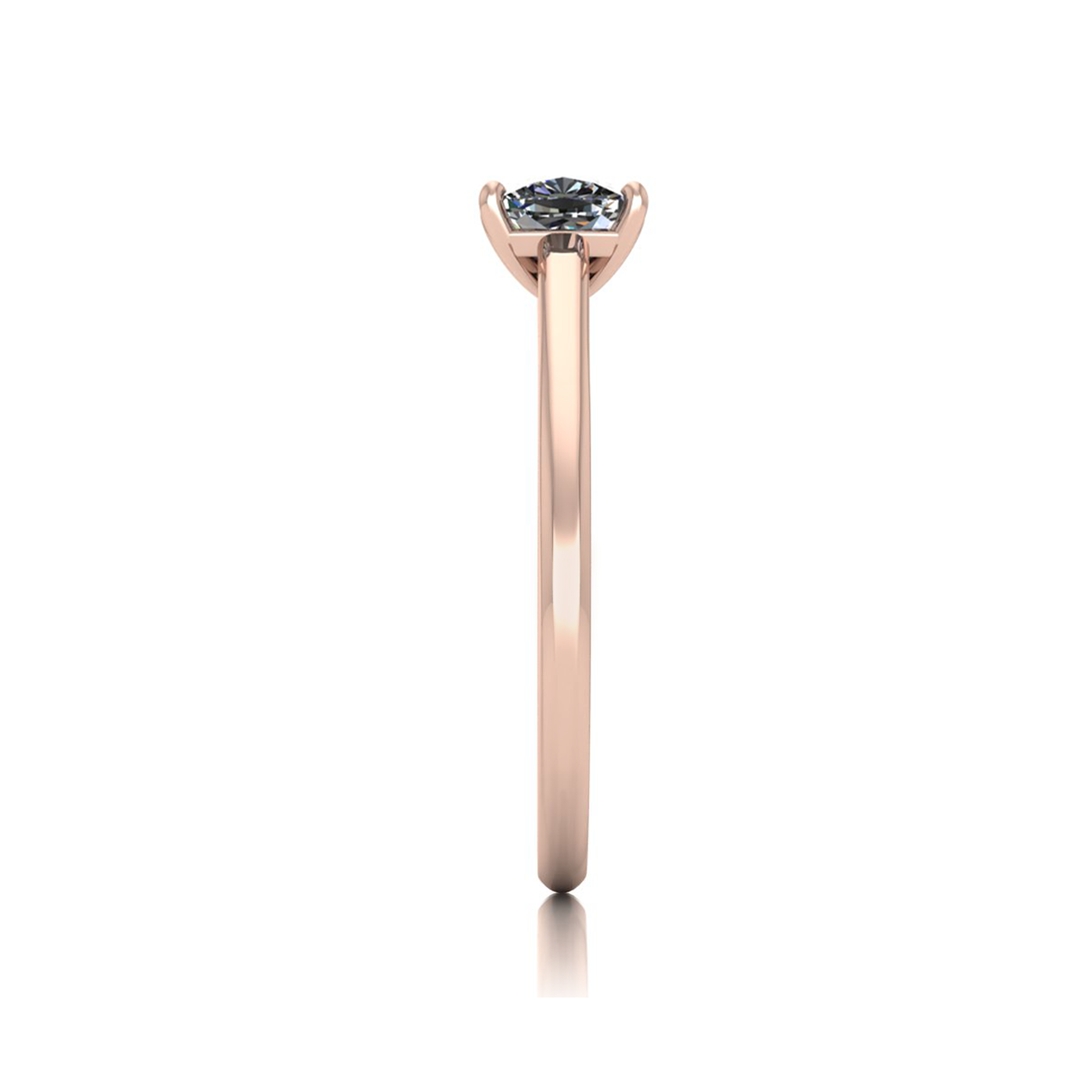 18k rose gold  0,30 ct 4 prongs solitaire cushion cut diamond engagement ring with whisper thin band