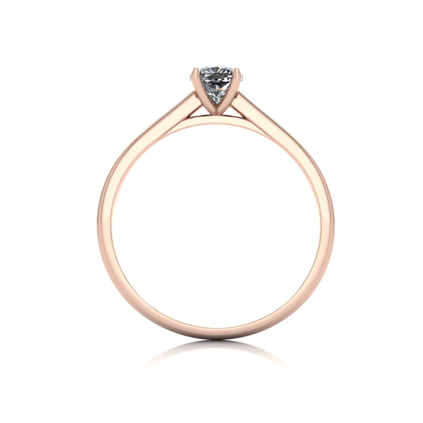 18k rose gold  0,30 ct 4 prongs solitaire cushion cut diamond engagement ring with whisper thin band