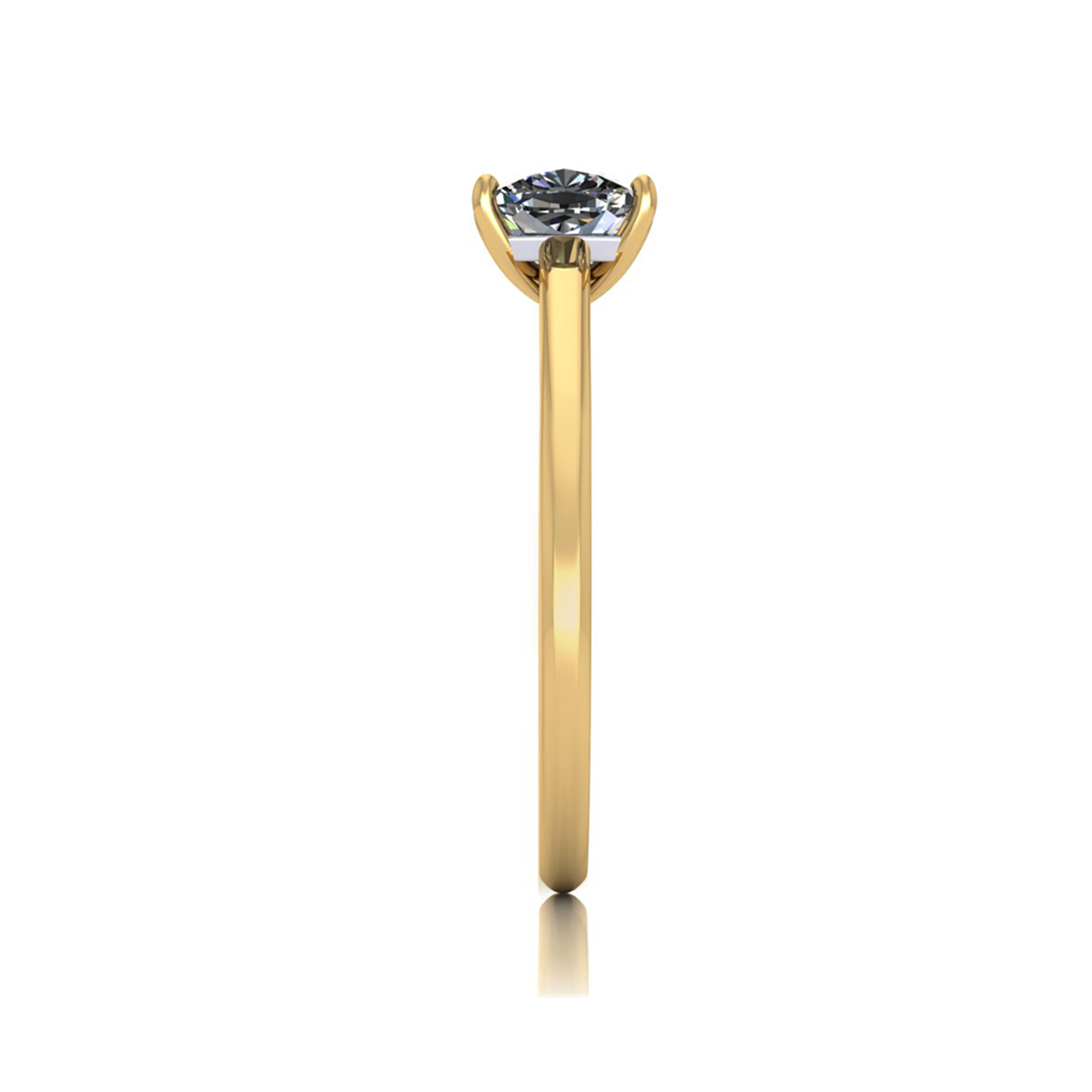 18k yellow gold 0,80 ct 4 prongs solitaire cushion cut diamond engagement ring with whisper thin band