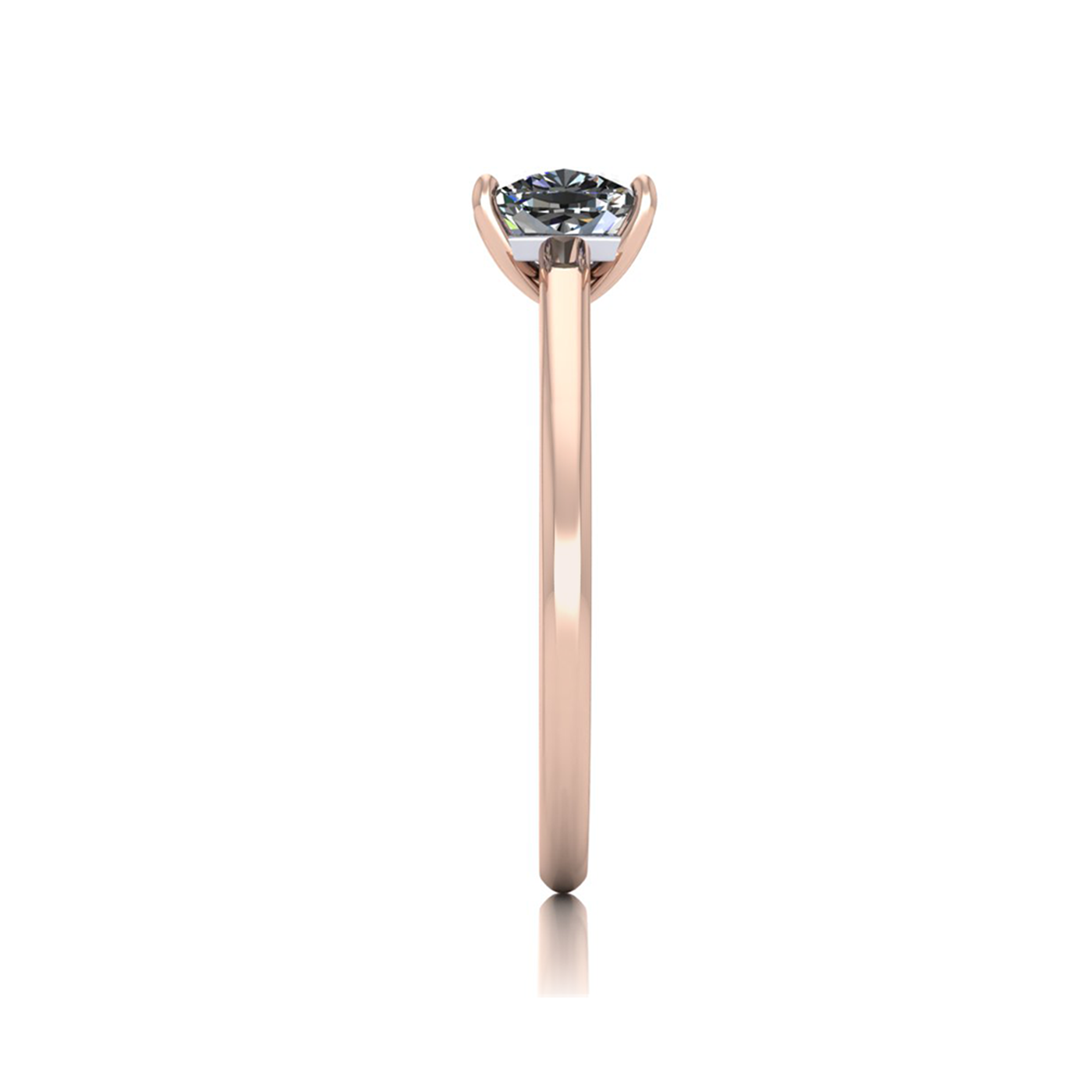 18k rose gold 0,80 ct 4 prongs solitaire cushion cut diamond engagement ring with whisper thin band