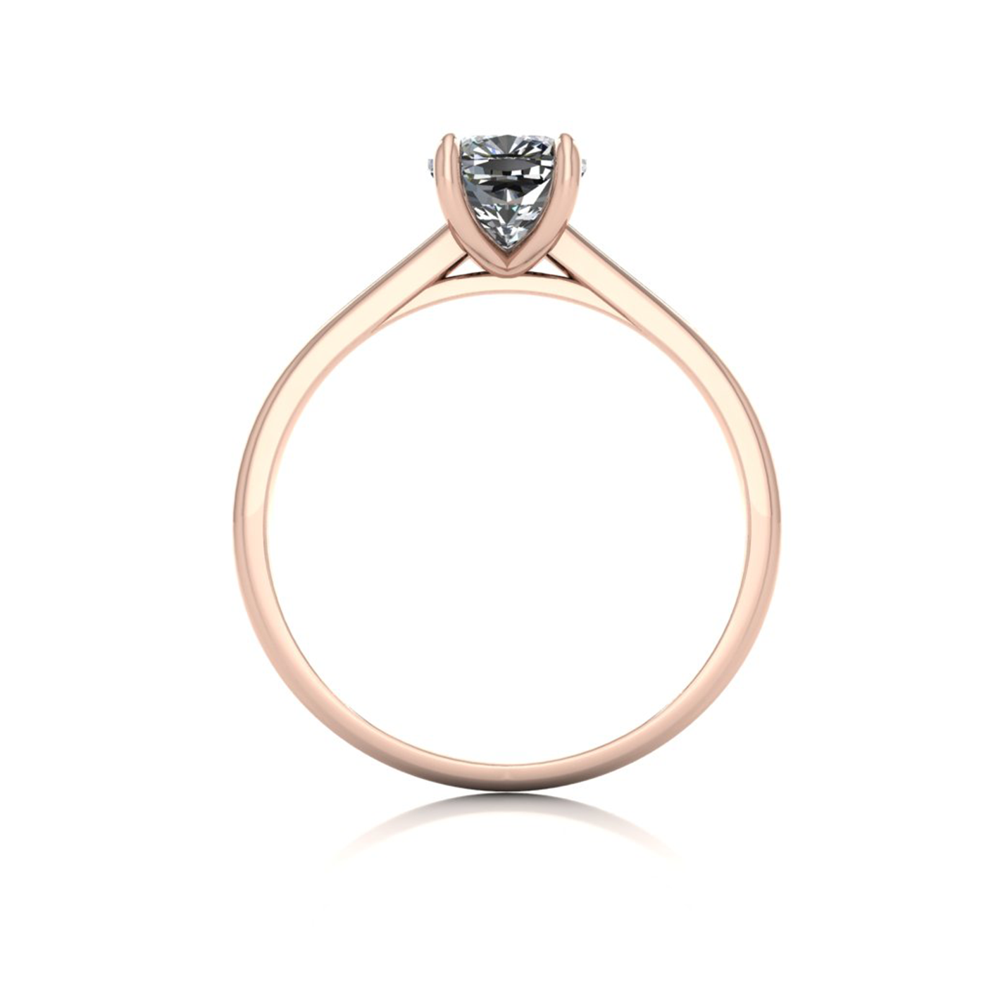 18k rose gold 1.0ct 4 prongs solitaire cushion cut diamond engagement ring with whisper thin band
