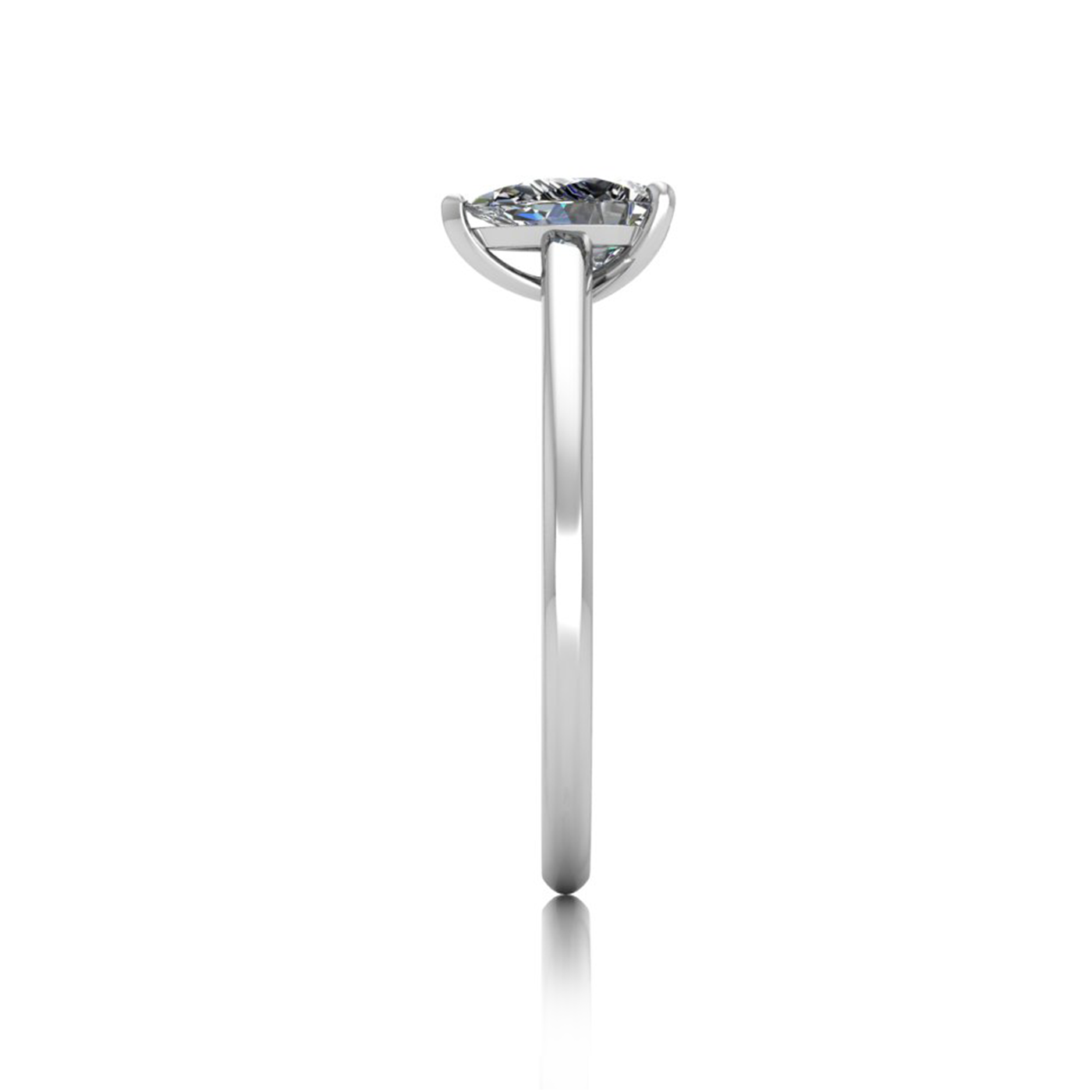 18k white gold  0,50 ct 3 prongs solitaire pear cut diamond engagement ring with whisper thin band